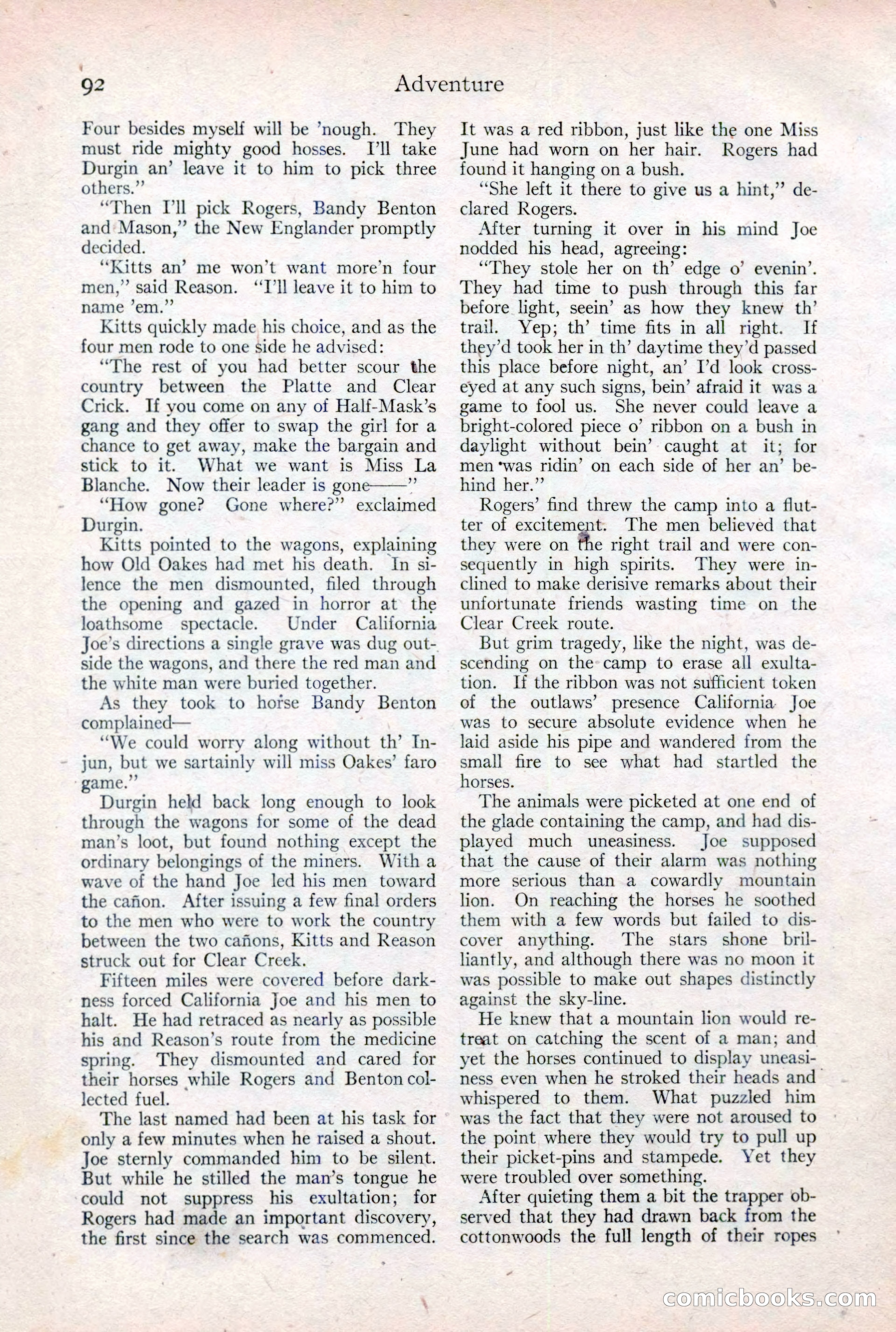Adventure Magazine Cover, February 3, 1921 — page 98 of 200