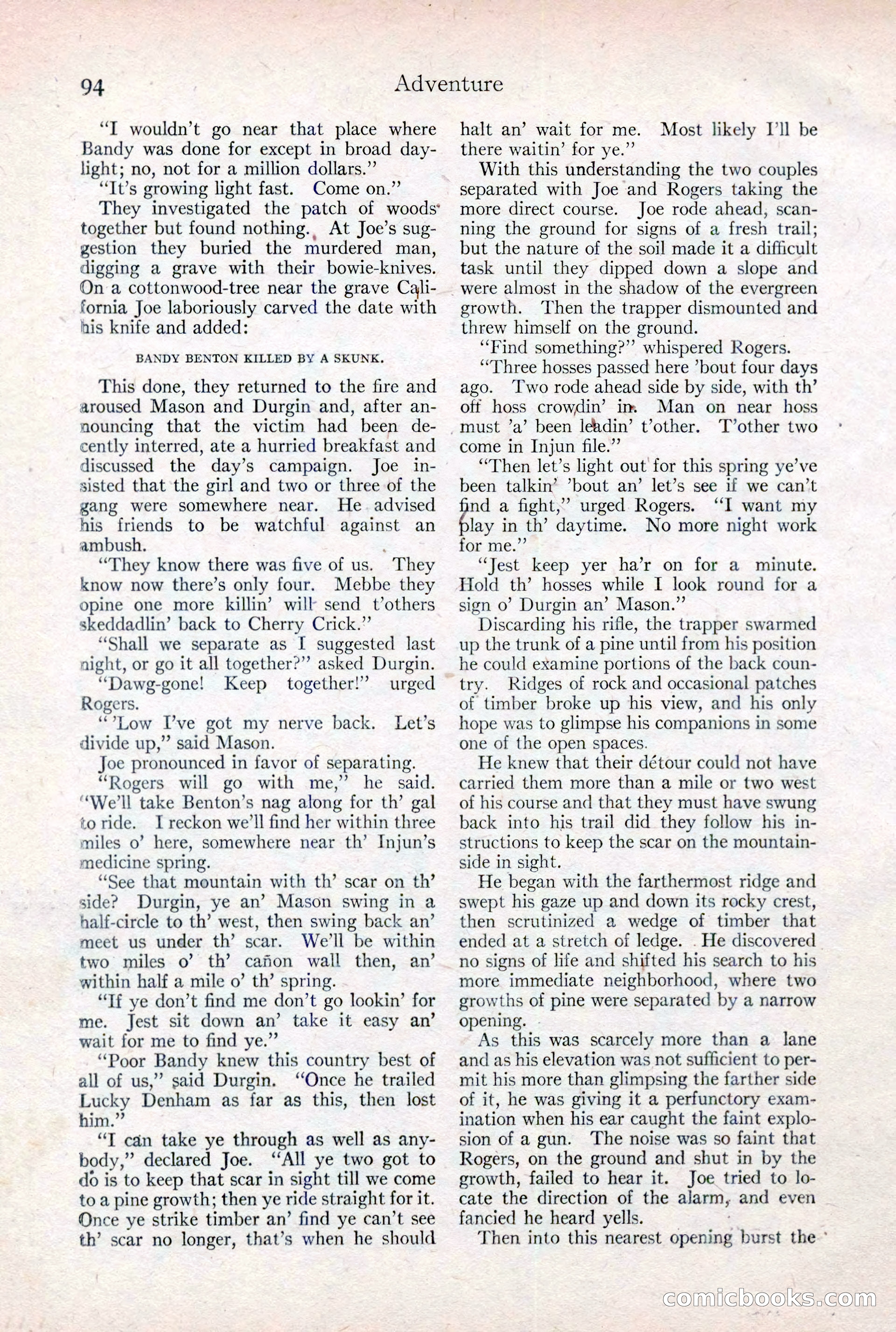 Adventure Magazine Cover, February 3, 1921 — page 100 of 200