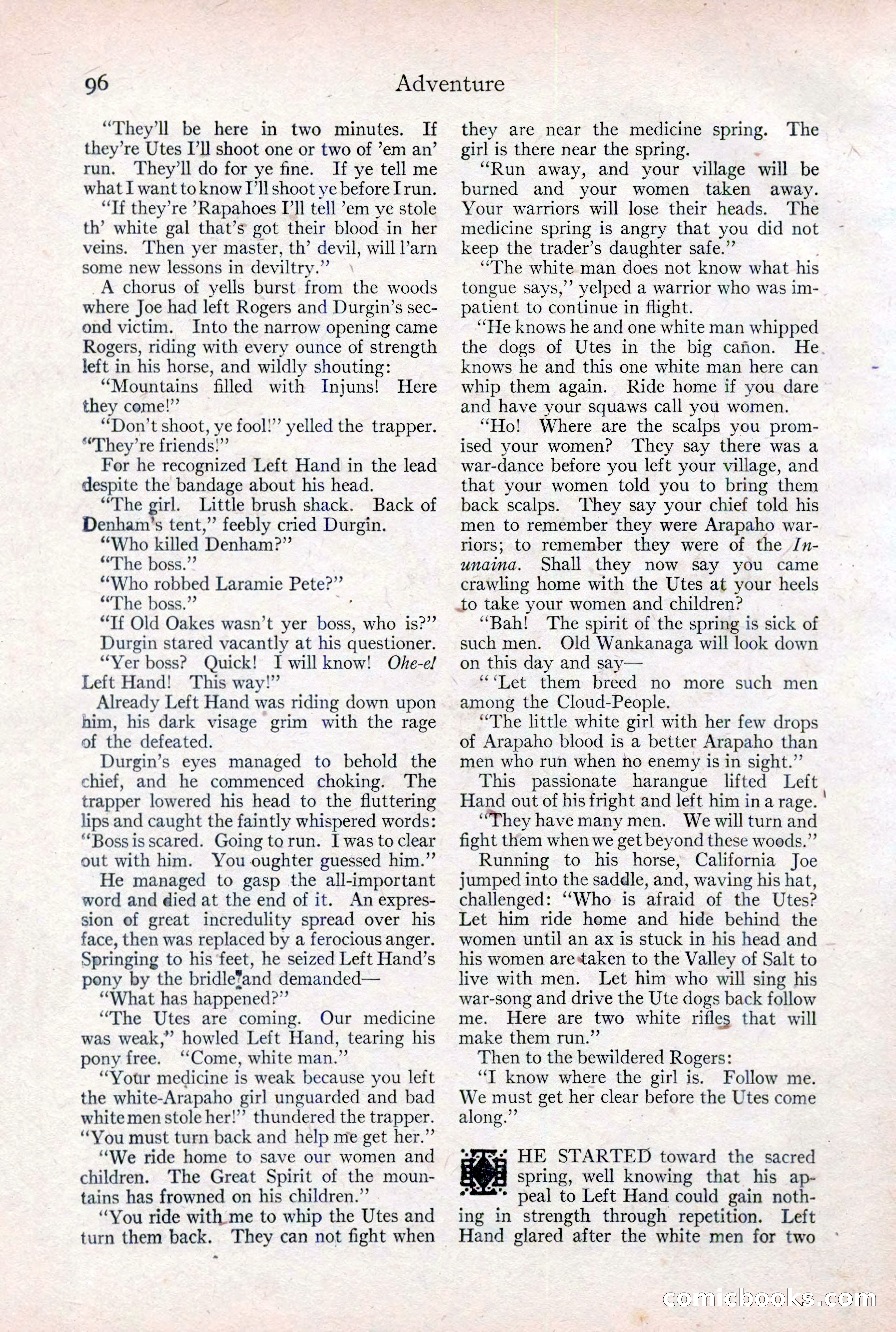 Adventure Magazine Cover, February 3, 1921 — page 102 of 200