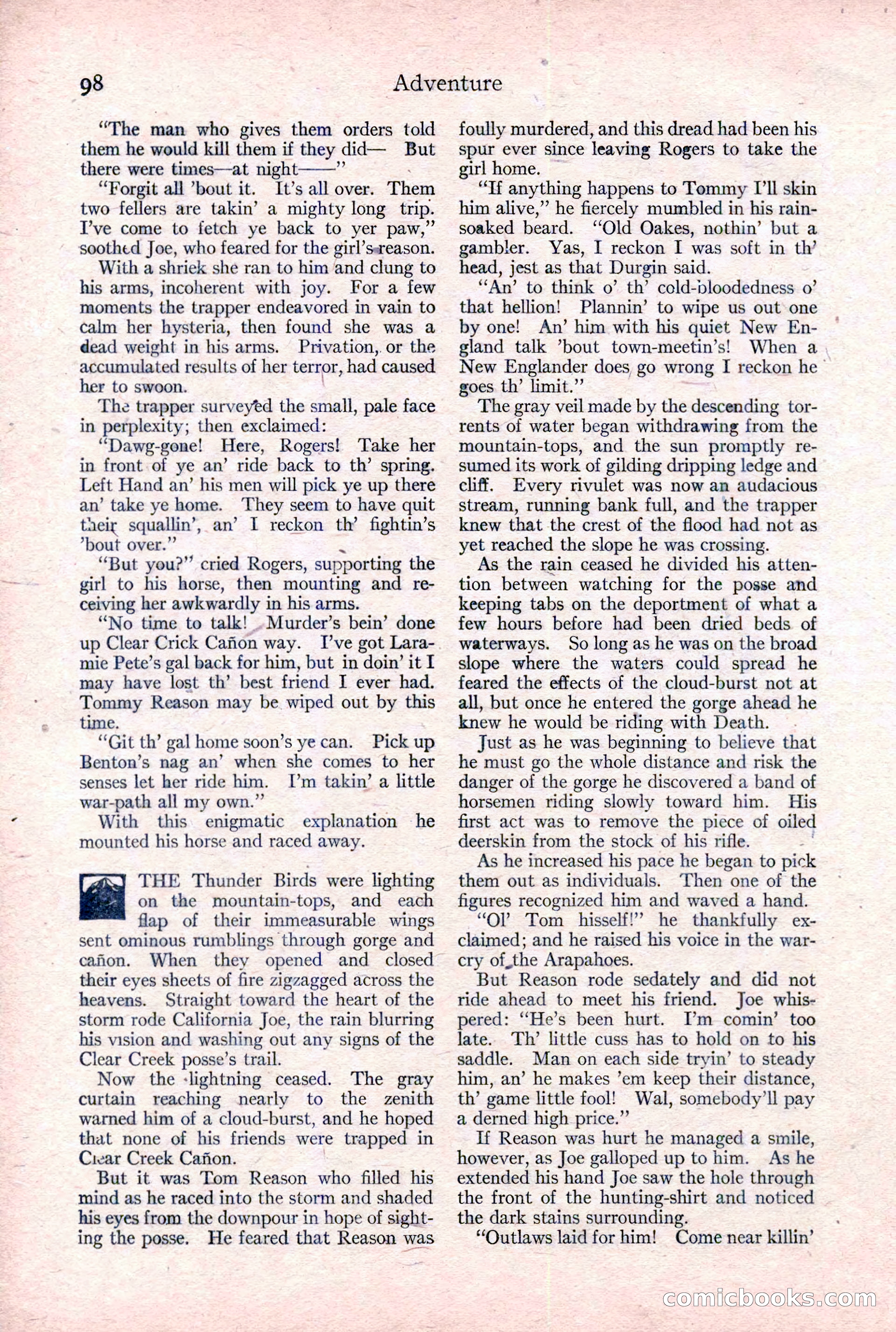 Adventure Magazine Cover, February 3, 1921 — page 104 of 200