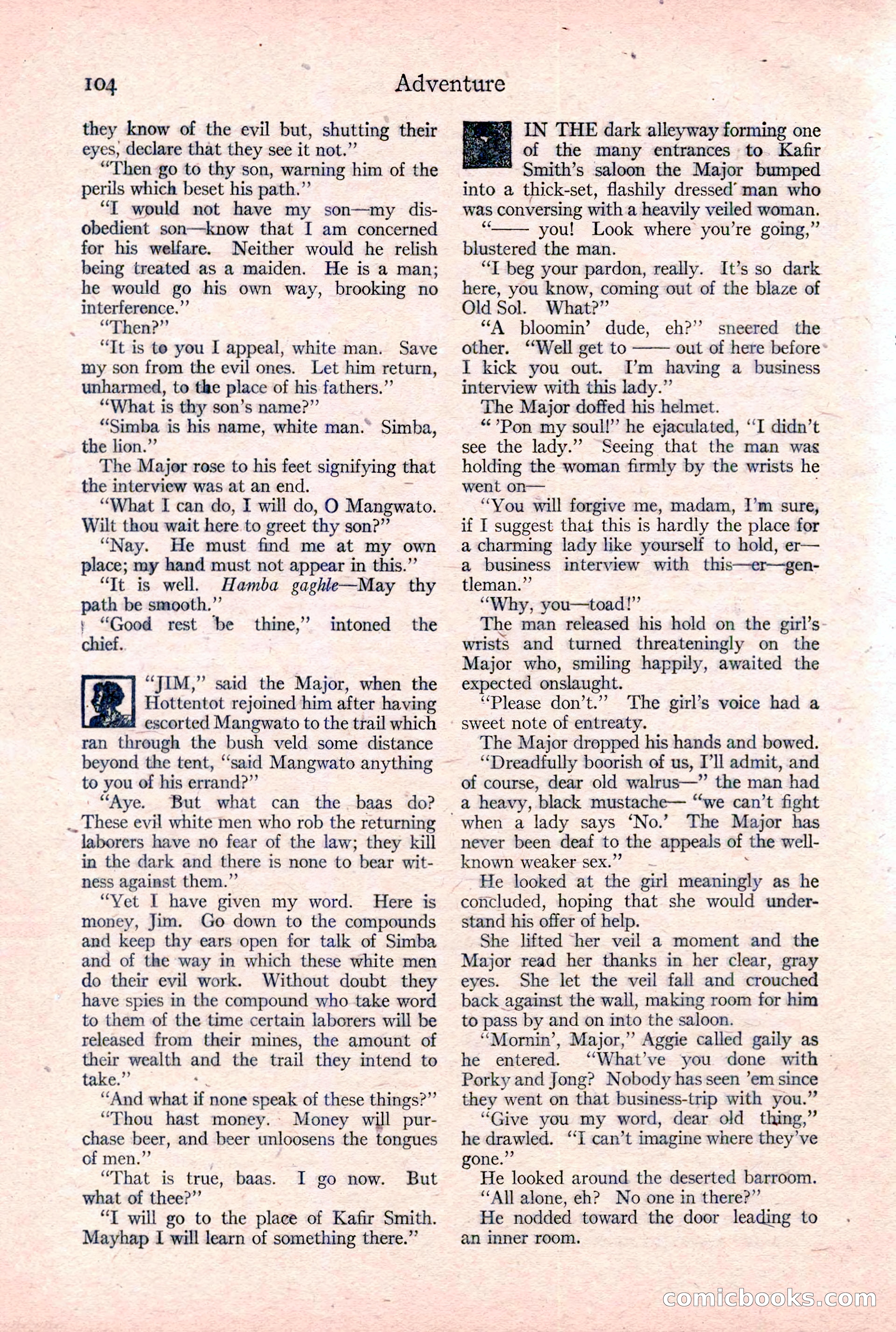 Adventure Magazine Cover, February 3, 1921 — page 110 of 200