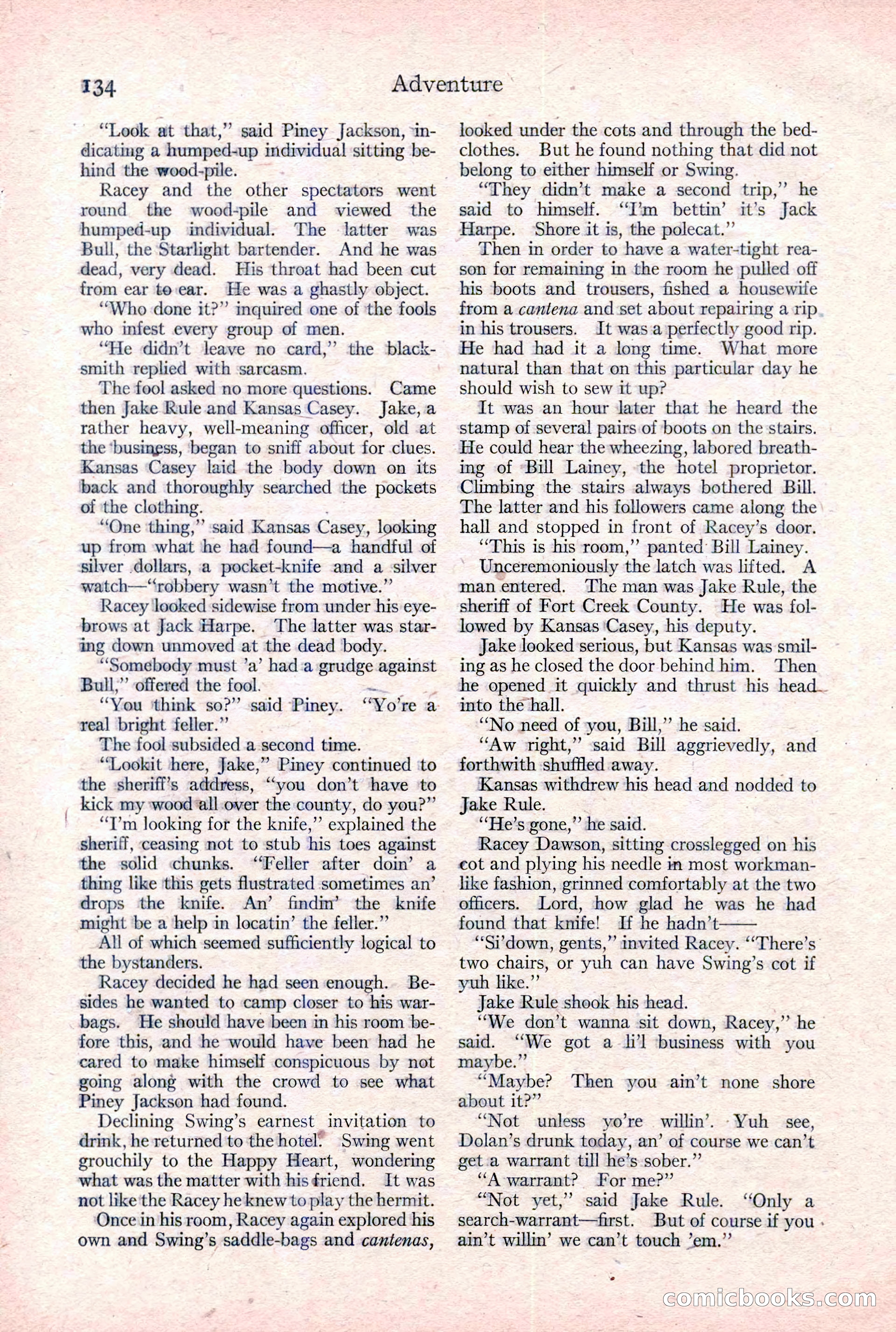 Adventure Magazine Cover, February 3, 1921 — page 140 of 200