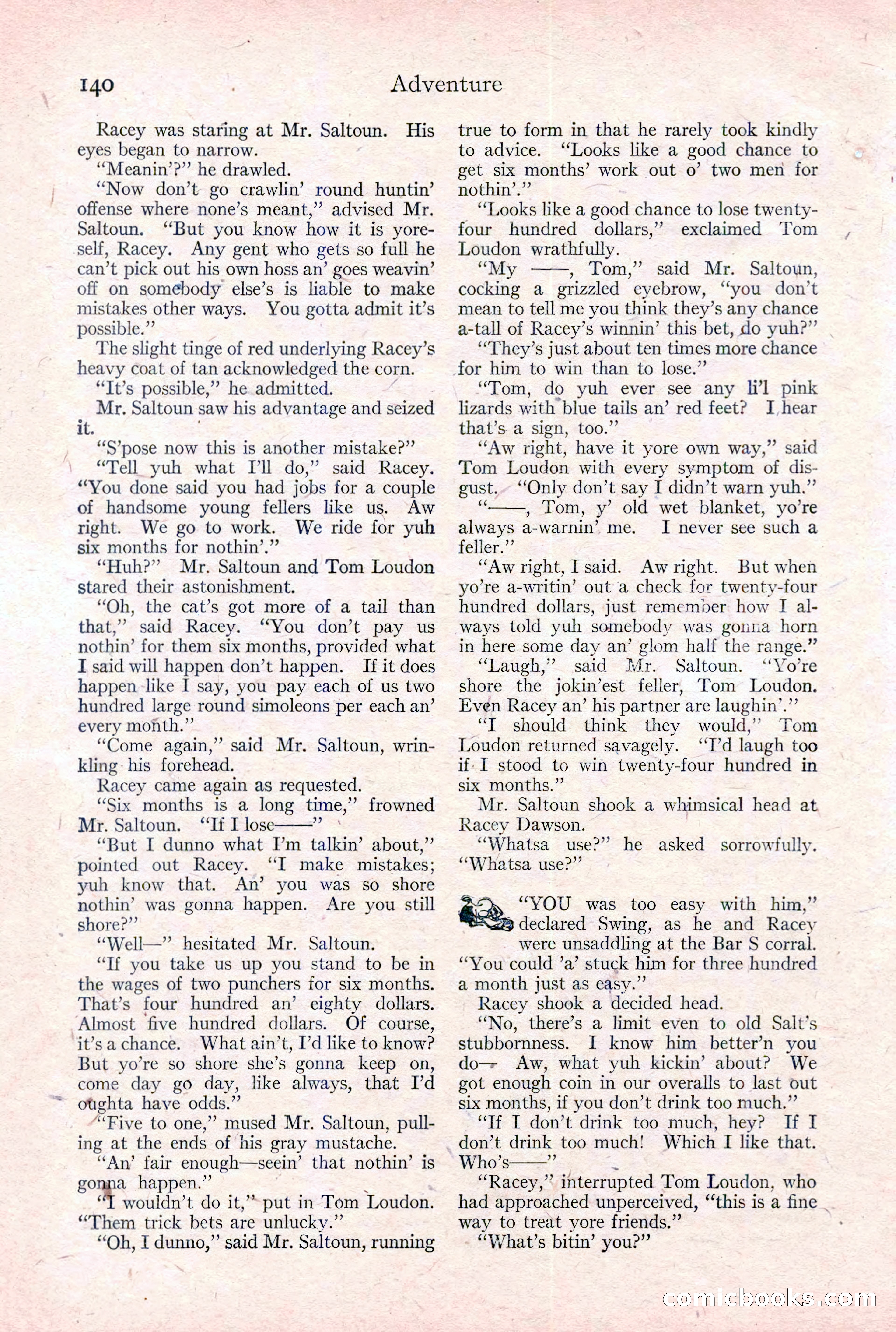 Adventure Magazine Cover, February 3, 1921 — page 146 of 200