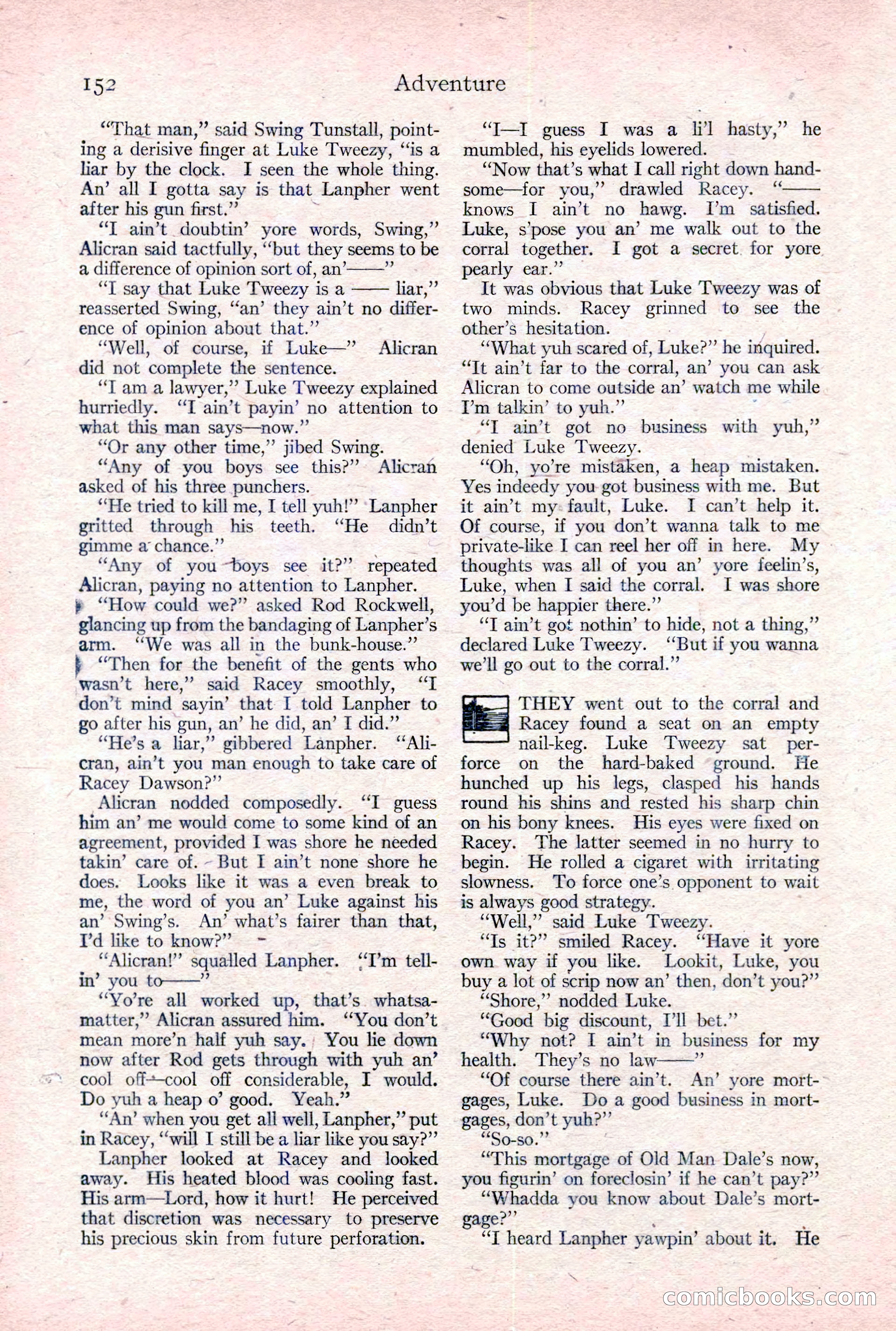 Adventure Magazine Cover, February 3, 1921 — page 158 of 200