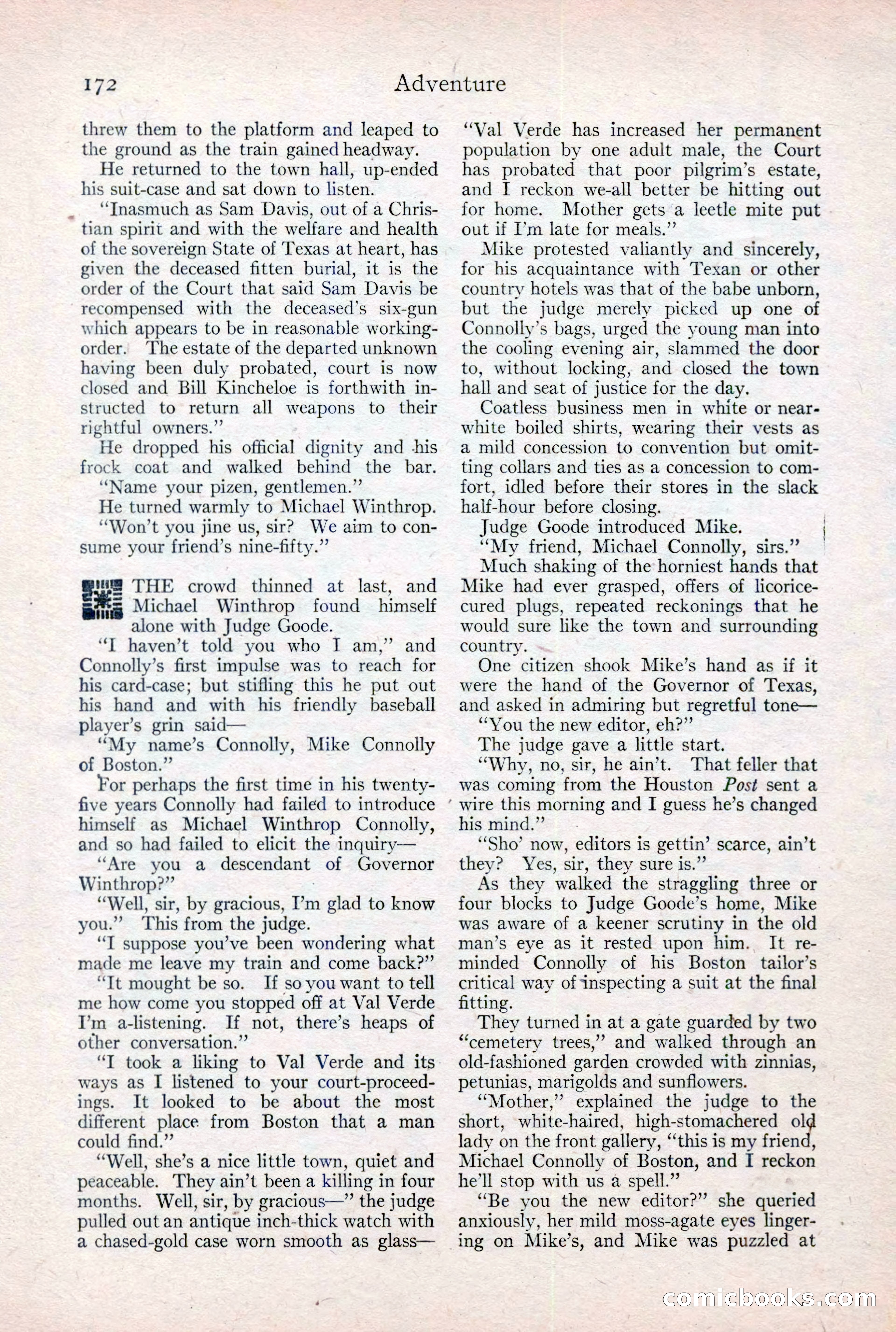 Adventure Magazine Cover, February 3, 1921 — page 178 of 200