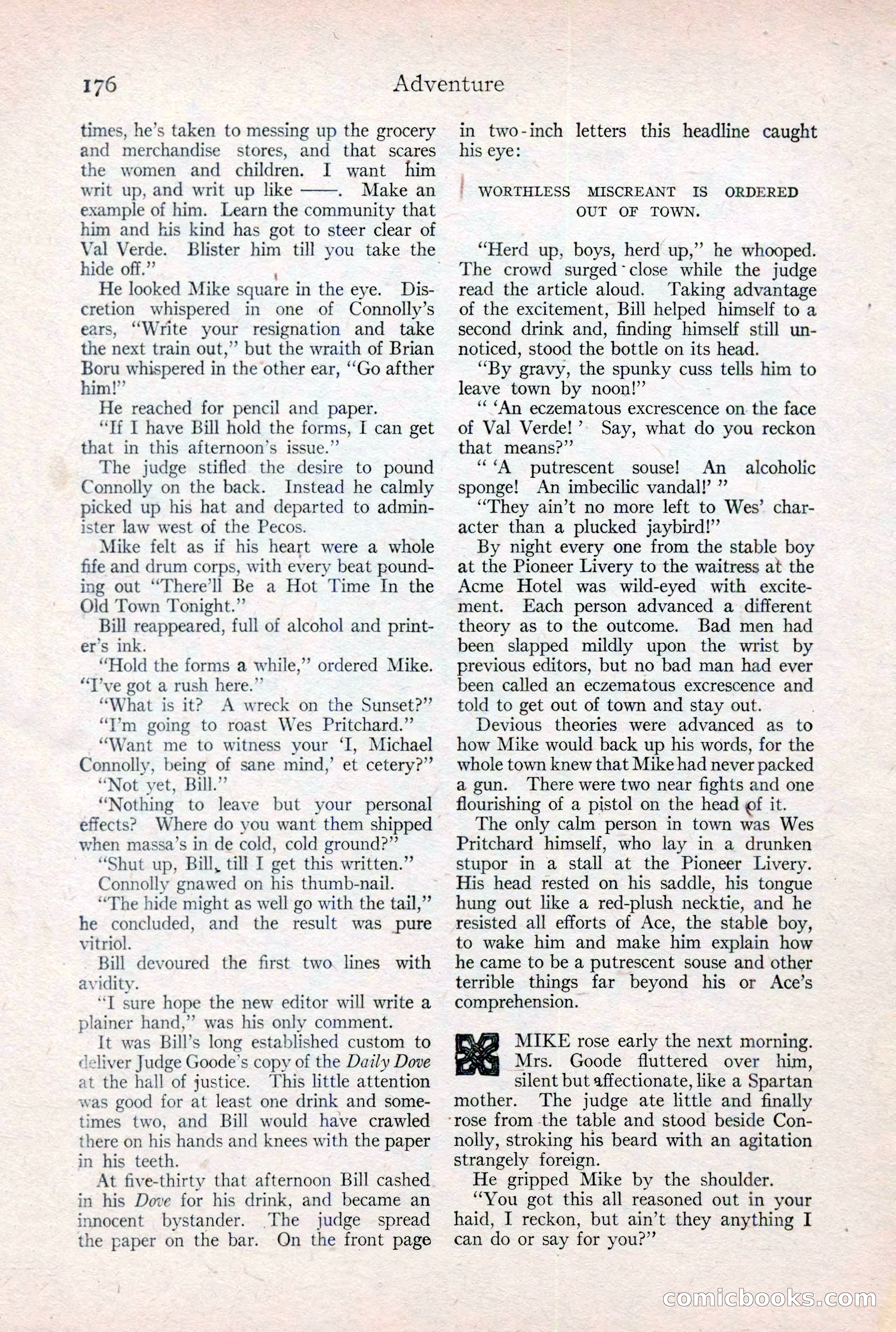 Adventure Magazine Cover, February 3, 1921 — page 182 of 200