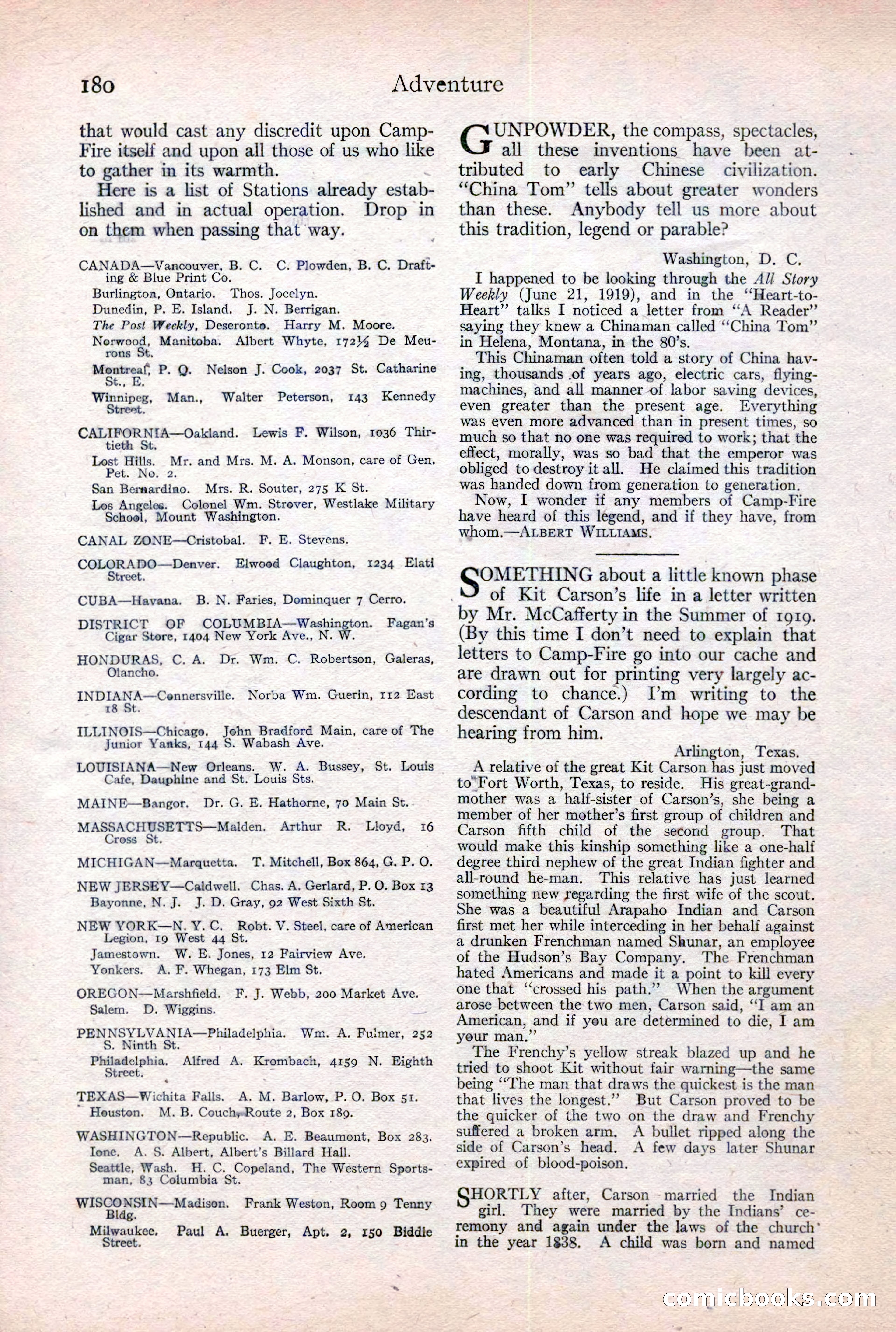Adventure Magazine Cover, February 3, 1921 — page 186 of 200