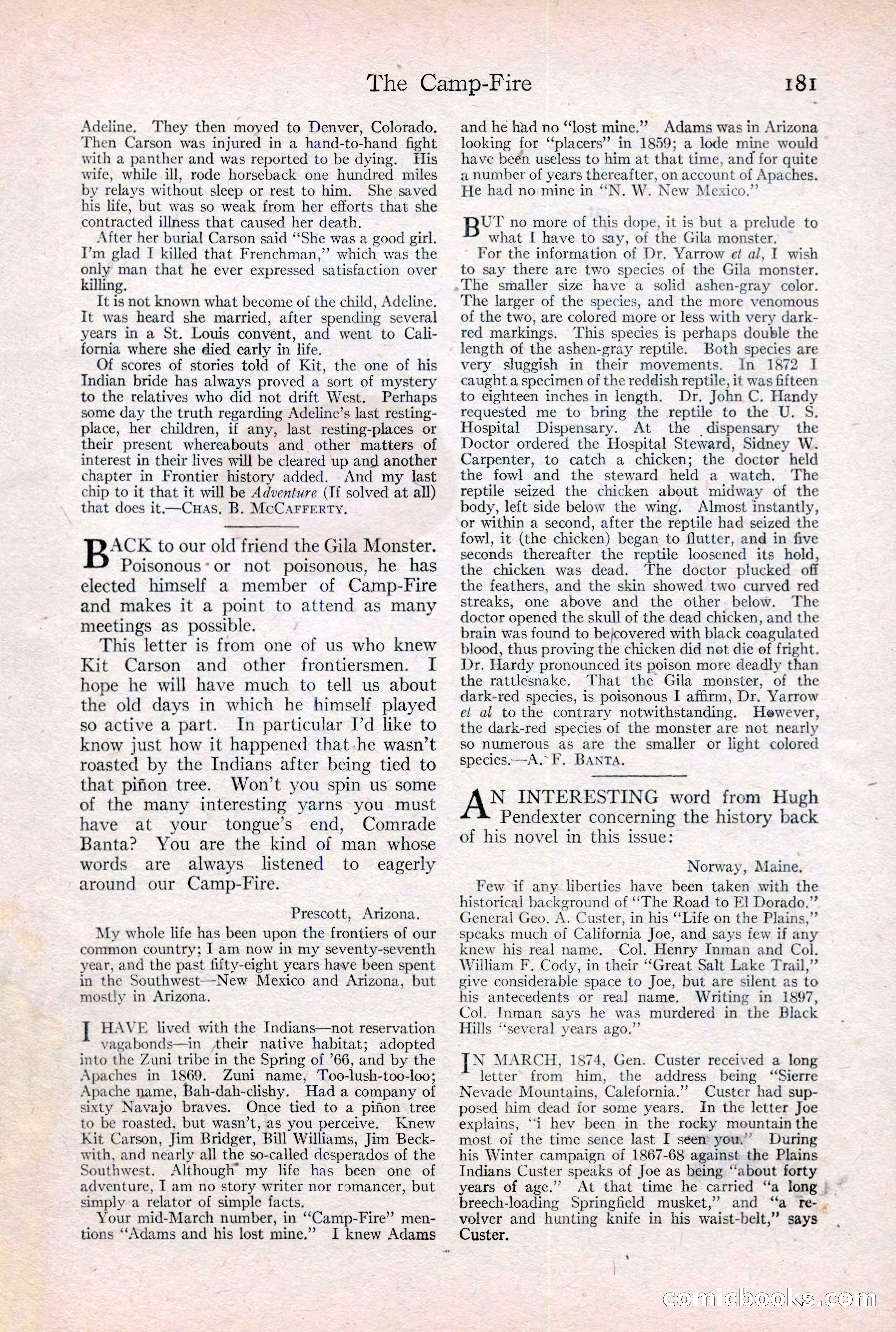 Adventure Magazine Cover, February 3, 1921 — page 187 of 200