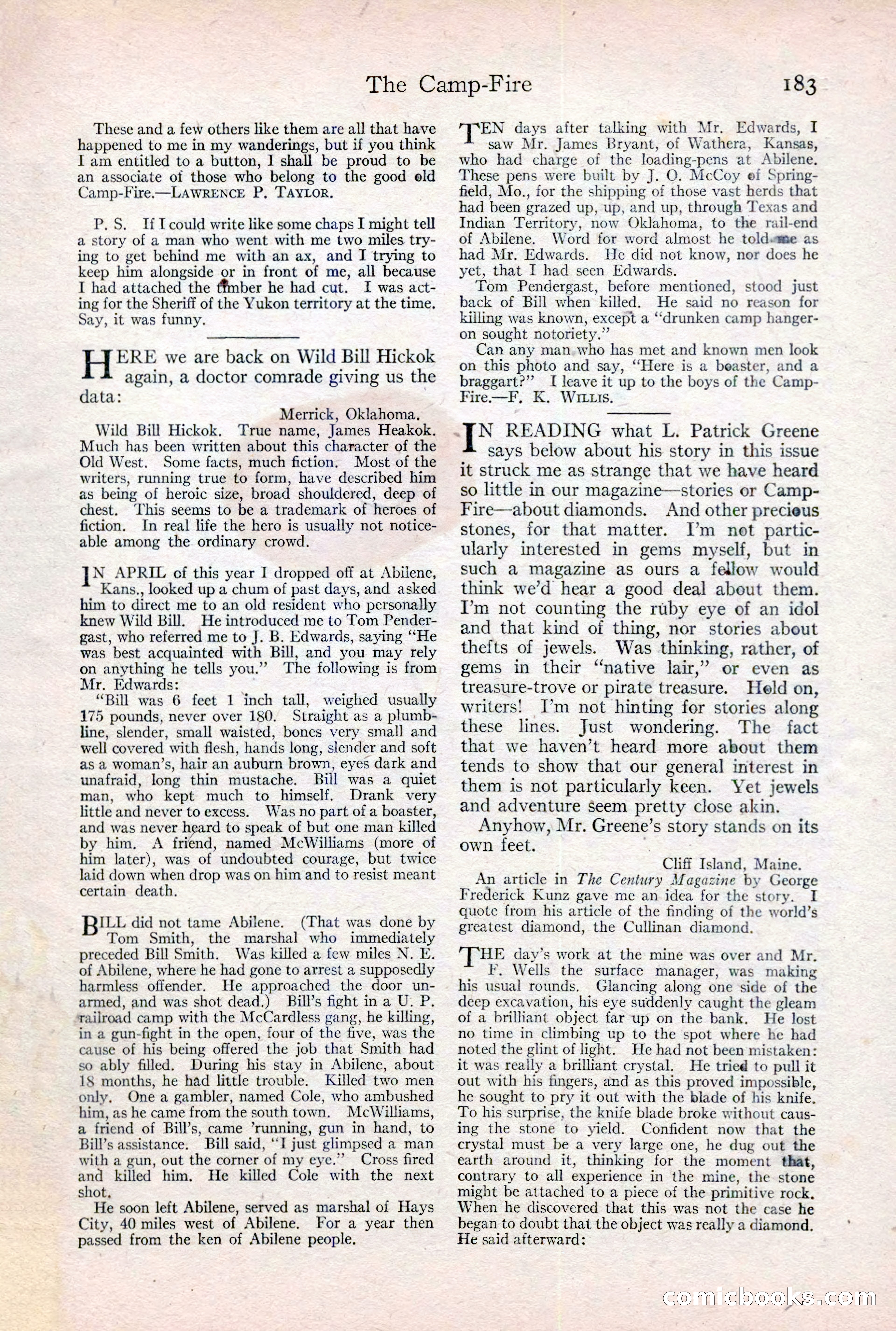 Adventure Magazine Cover, February 3, 1921 — page 189 of 200