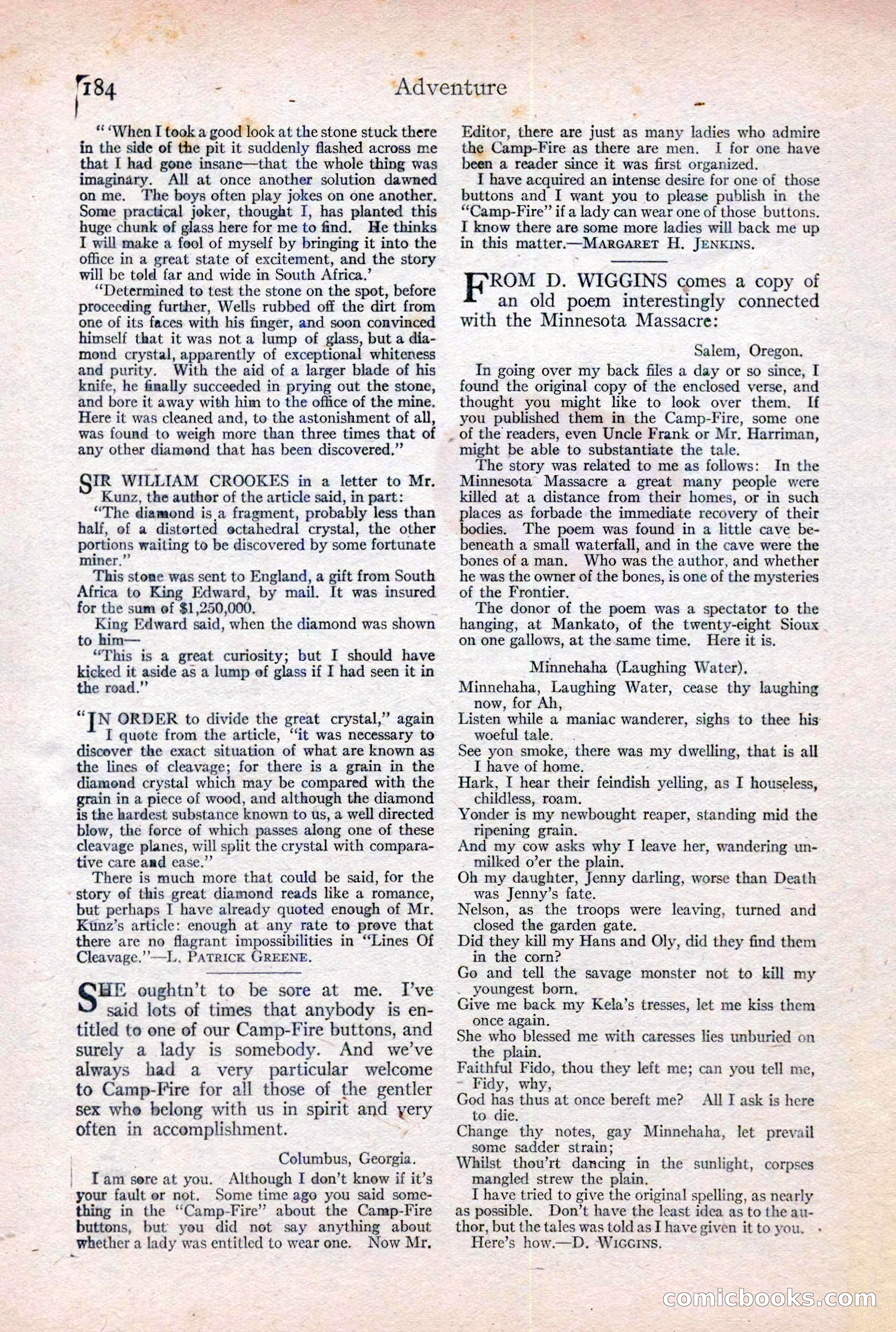 Adventure Magazine Cover, February 3, 1921 — page 190 of 200