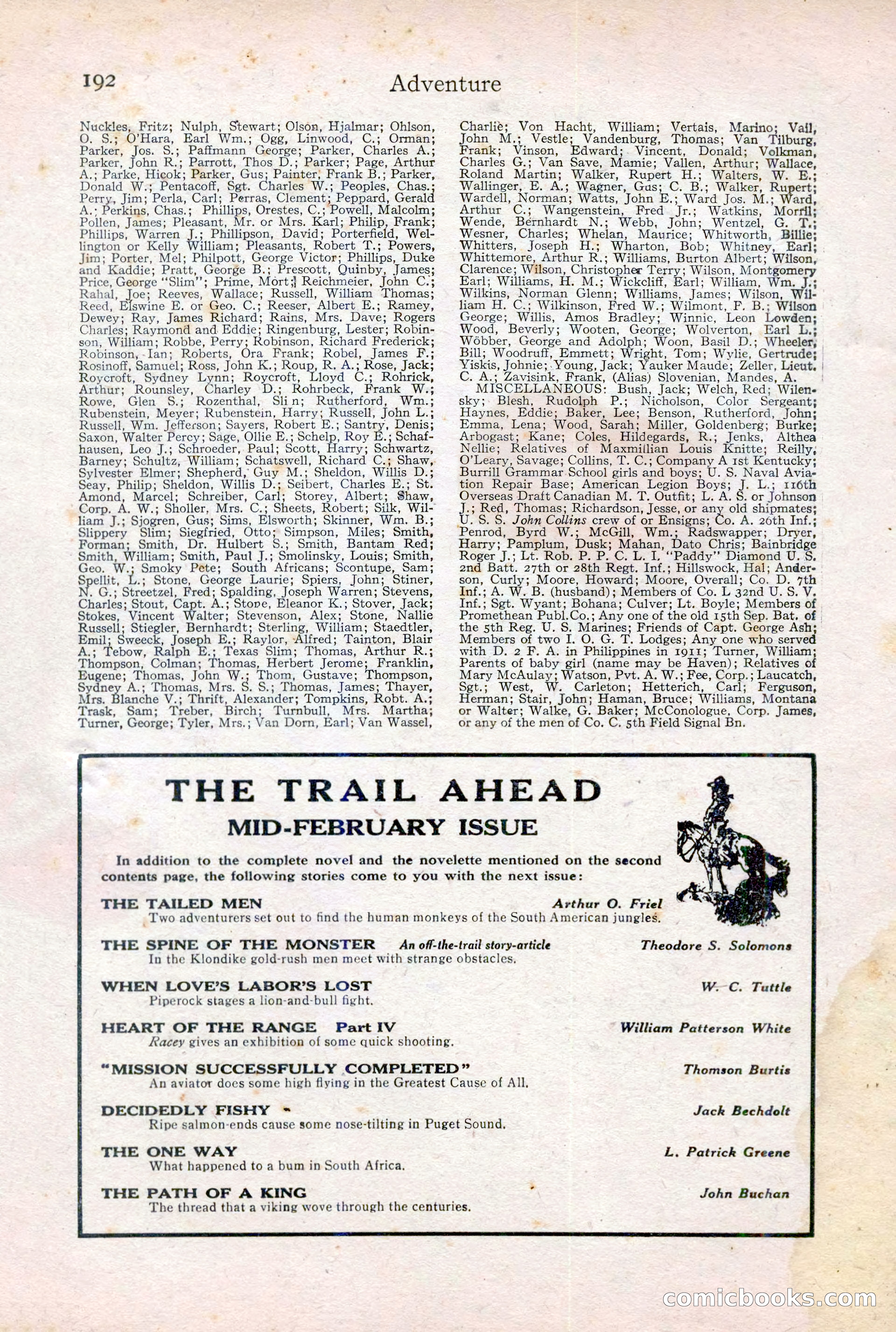 Adventure Magazine Cover, February 3, 1921 — page 198 of 200