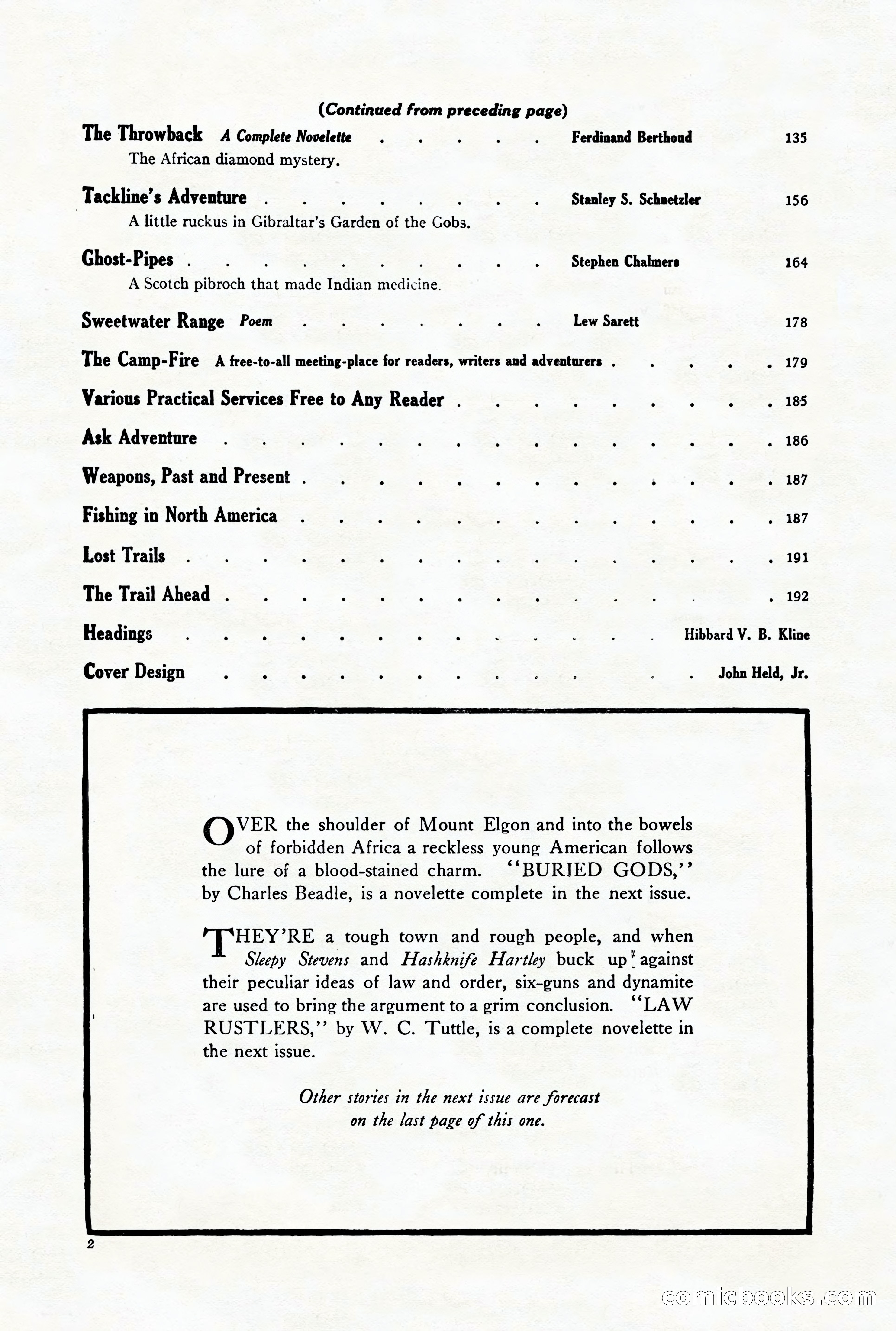 Adventure Magazine Cover, August 18, 1921 — page 8 of 200