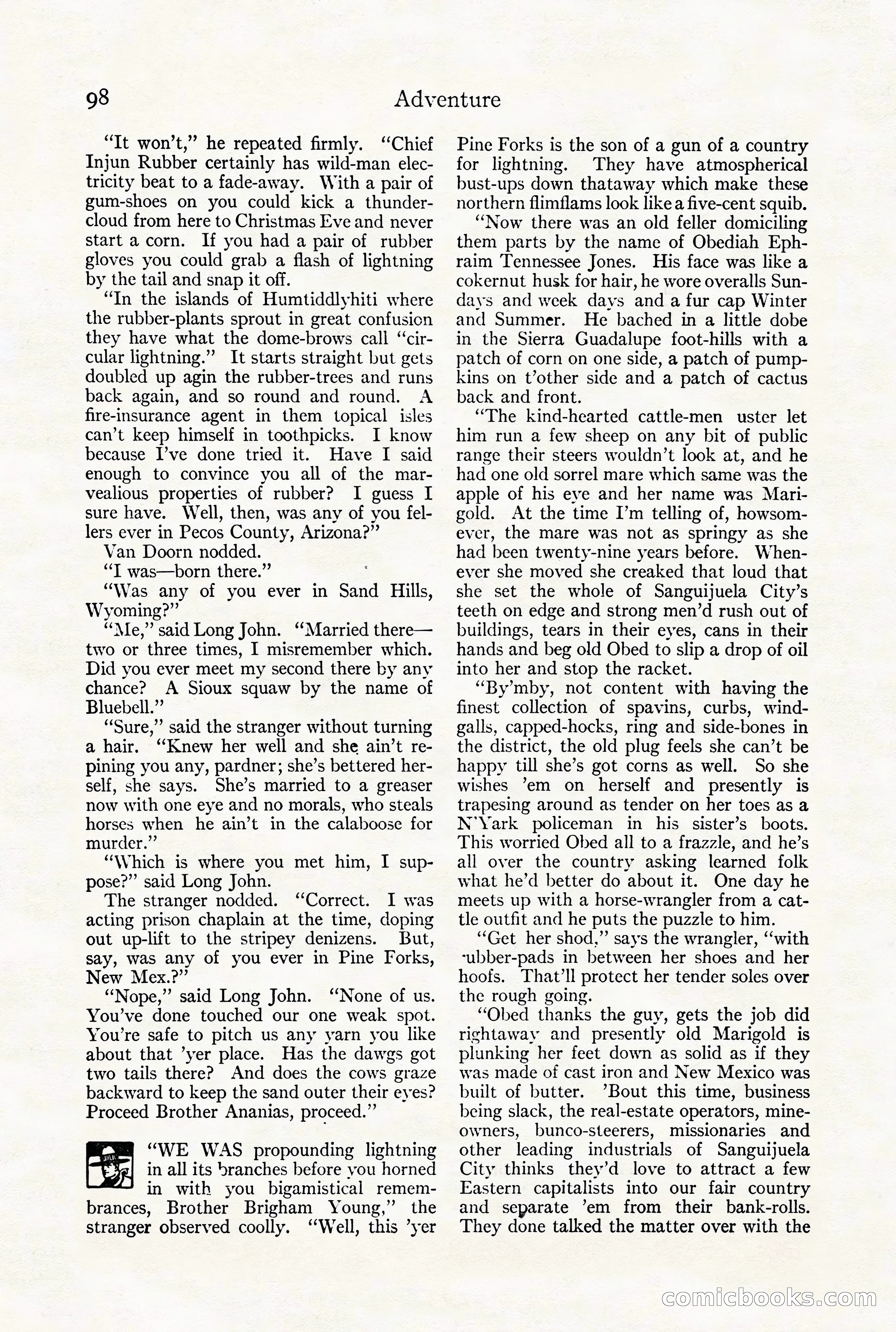 Adventure Magazine Cover, August 18, 1921 — page 104 of 200