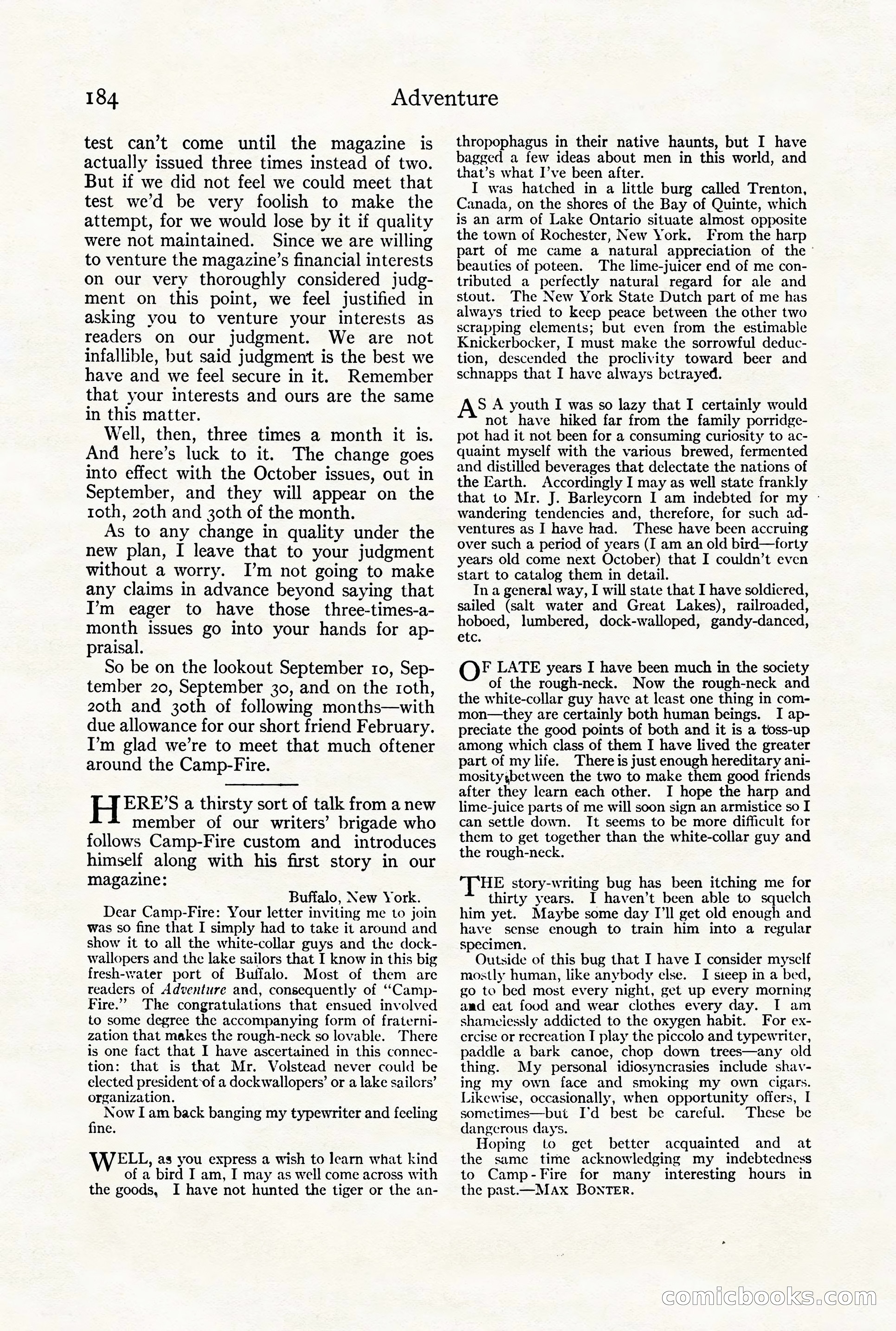 Adventure Magazine Cover, August 18, 1921 — page 190 of 200