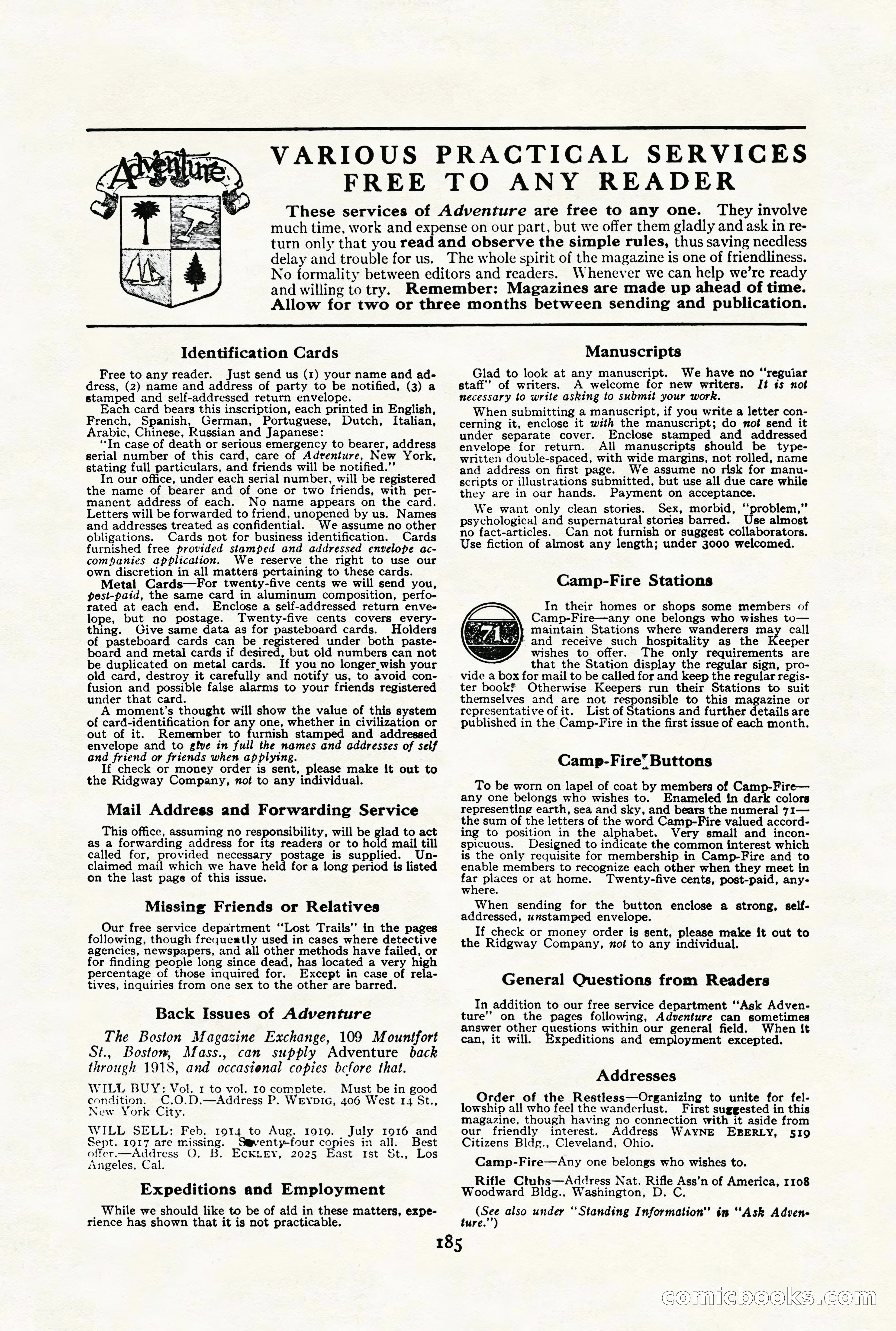 Adventure Magazine Cover, August 18, 1921 — page 191 of 200