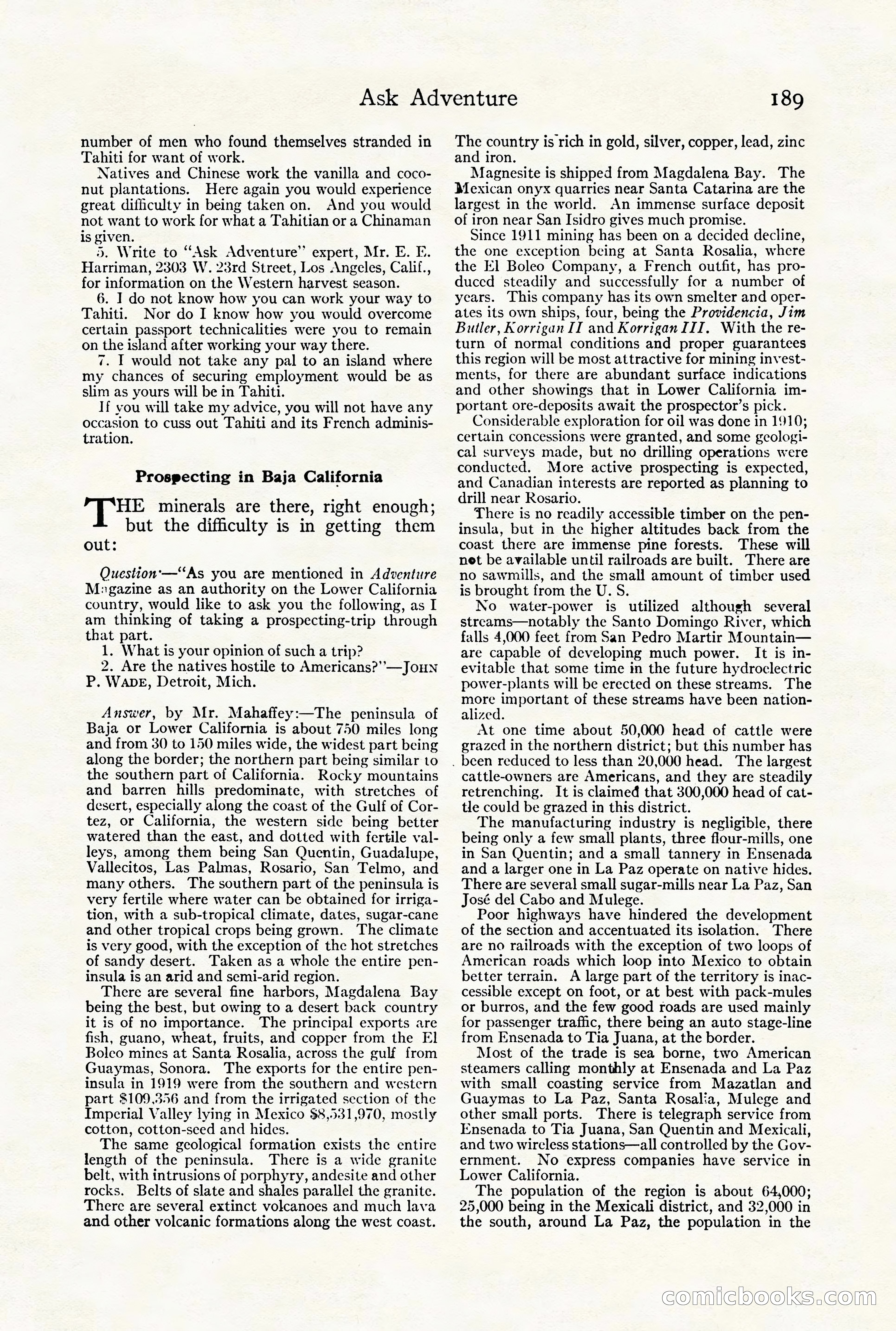 Adventure Magazine Cover, August 18, 1921 — page 195 of 200