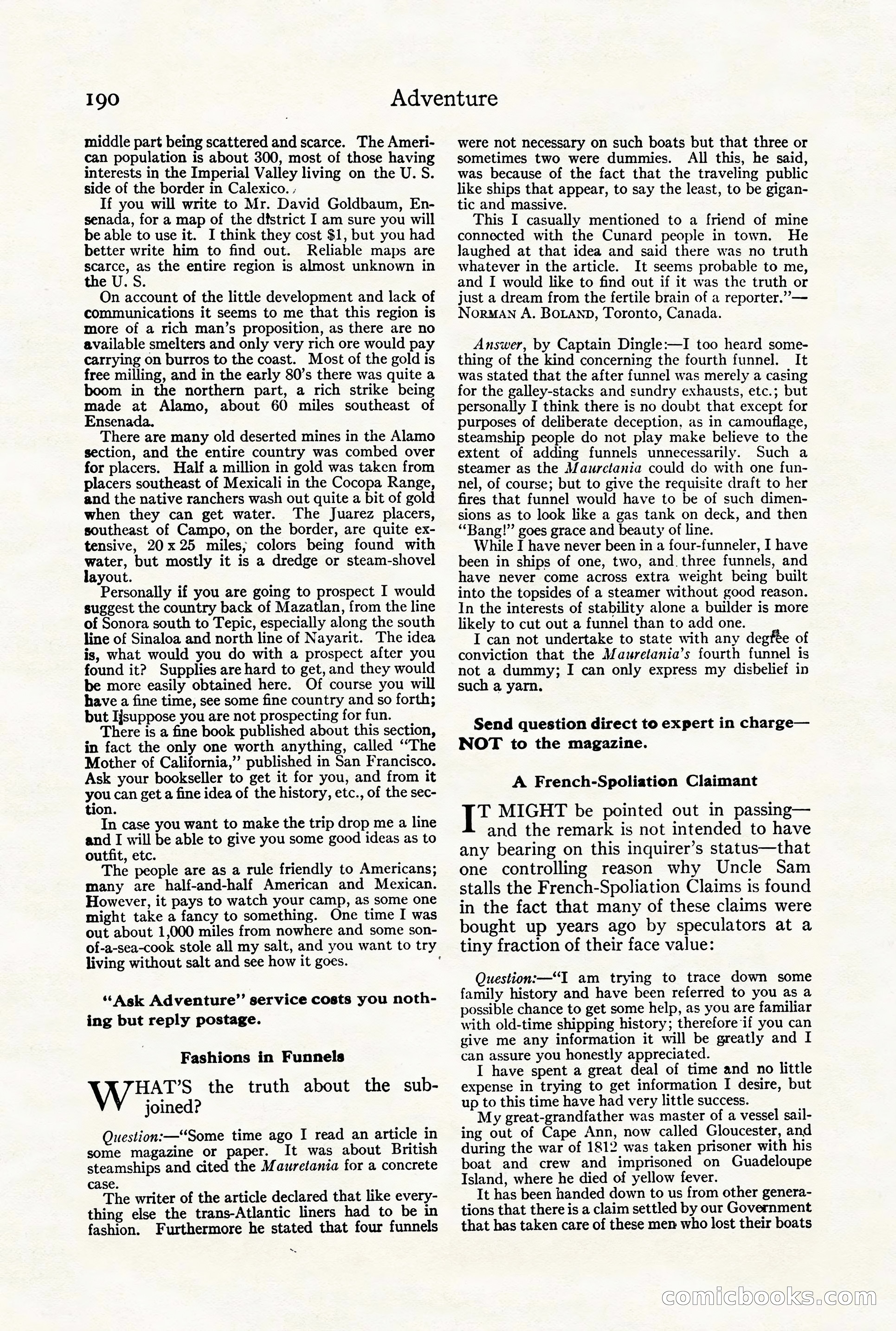 Adventure Magazine Cover, August 18, 1921 — page 196 of 200