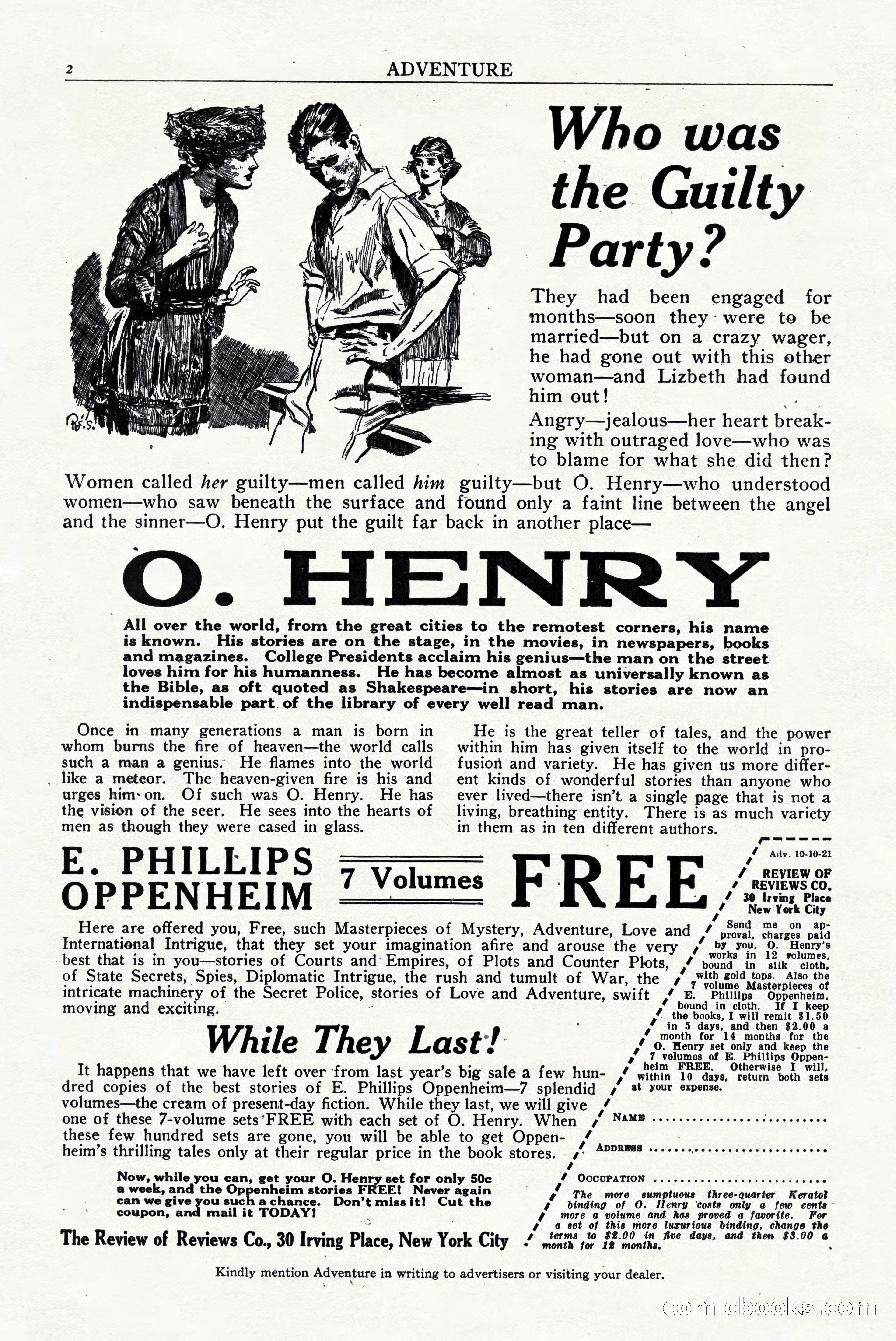 Adventure Magazine Cover, October 10, 1921 — page 4 of 204
