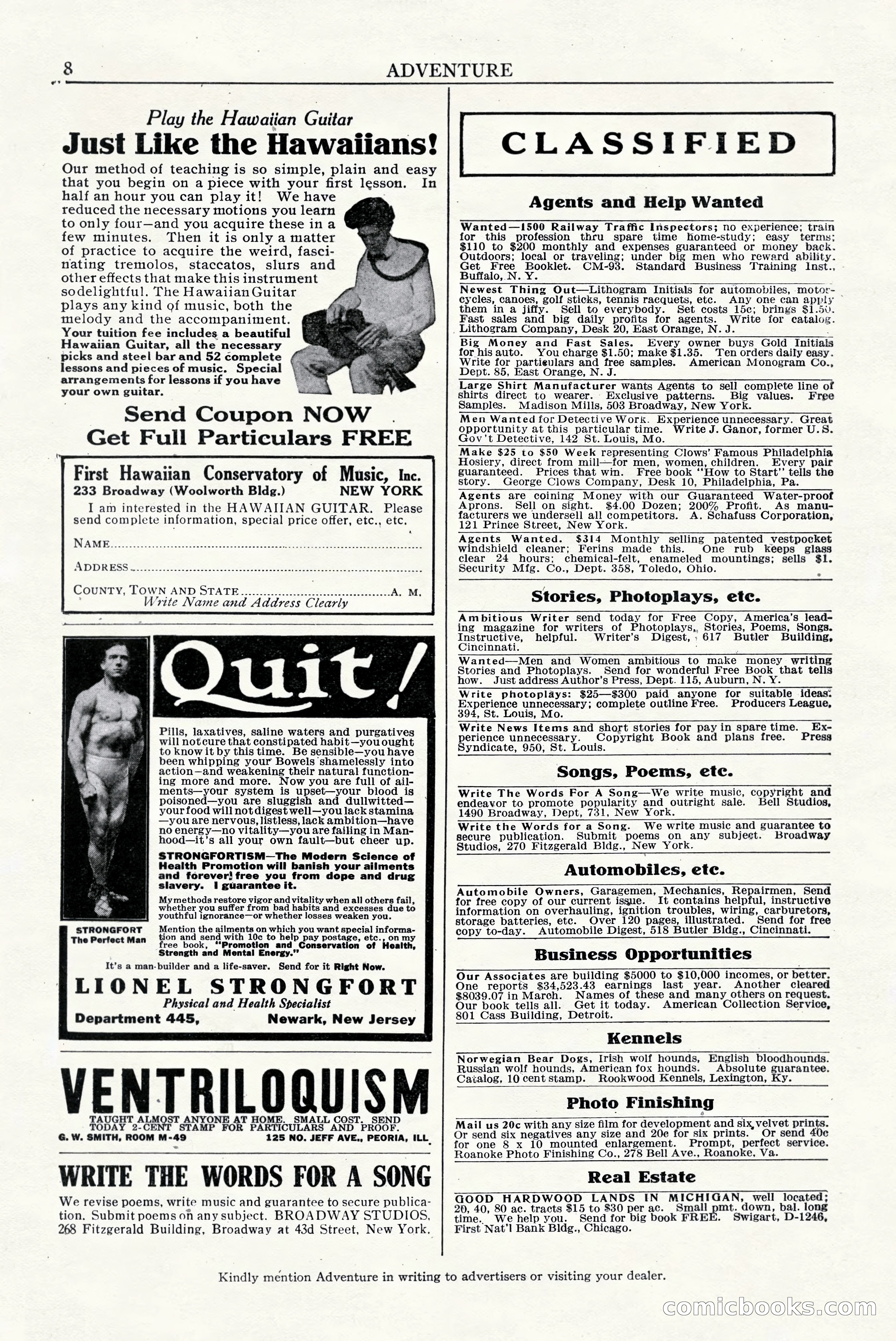 Adventure Magazine Cover, October 10, 1921 — page 10 of 204