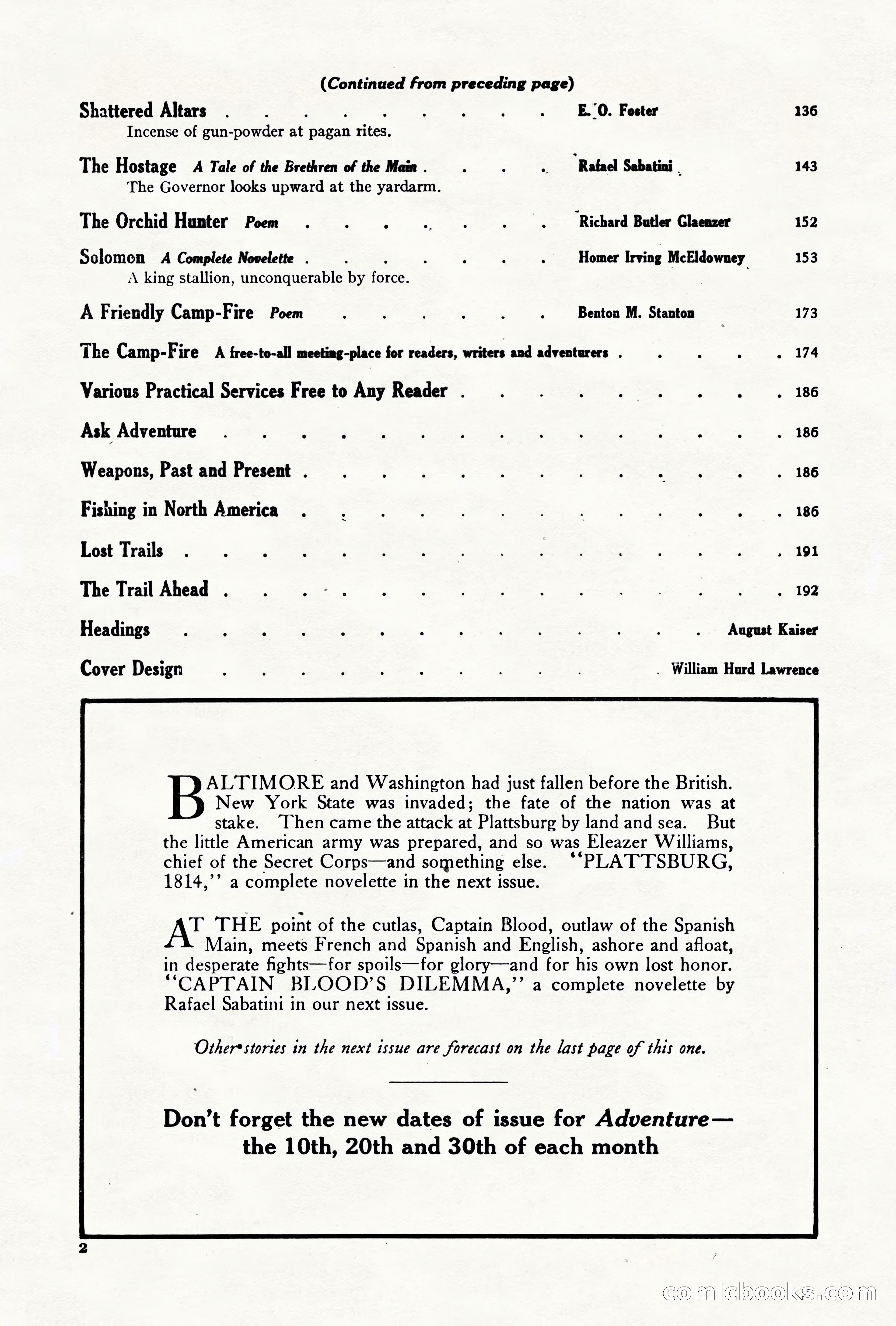 Adventure Magazine Cover, October 10, 1921 — page 12 of 204