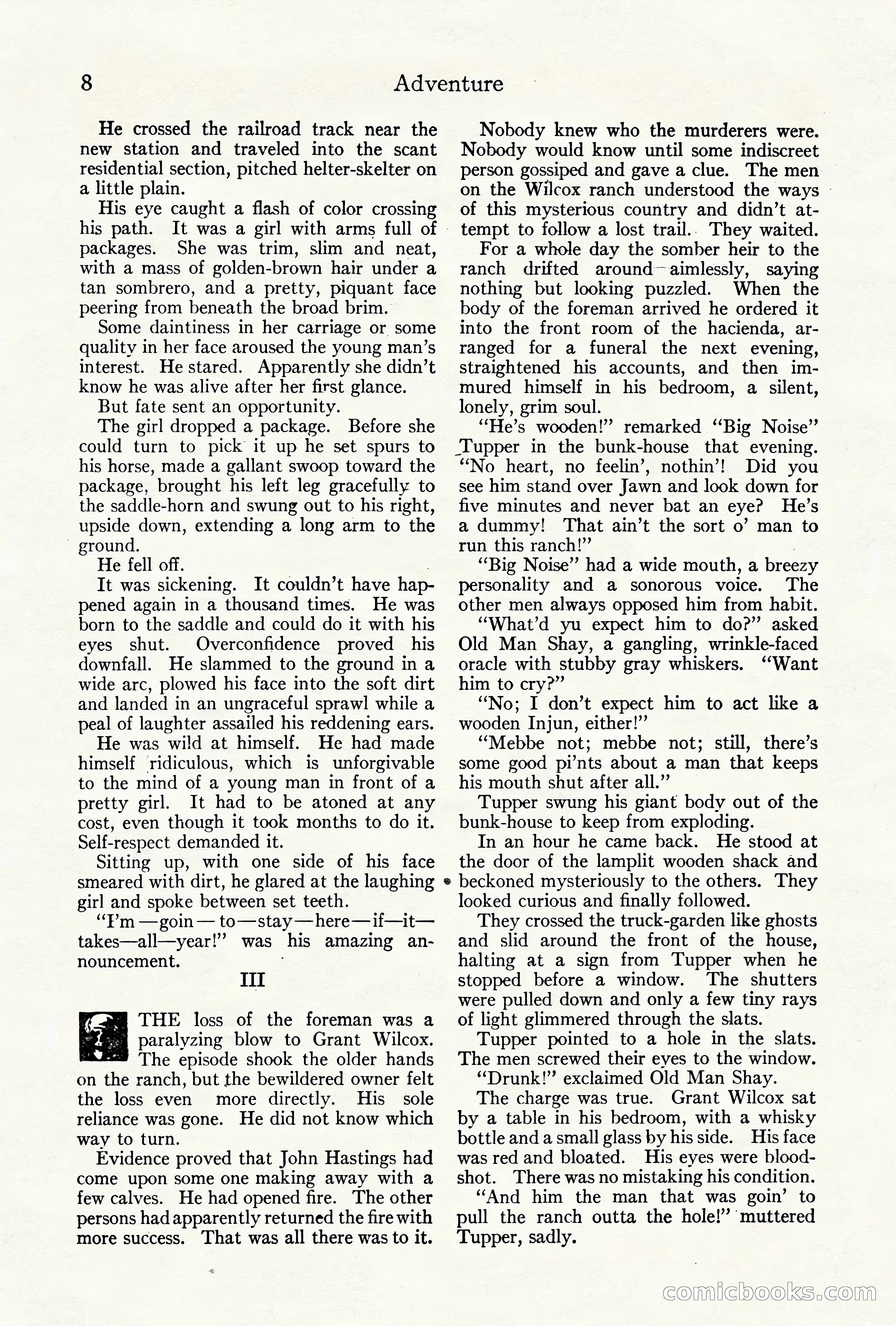 Adventure Magazine Cover, October 10, 1921 — page 18 of 204