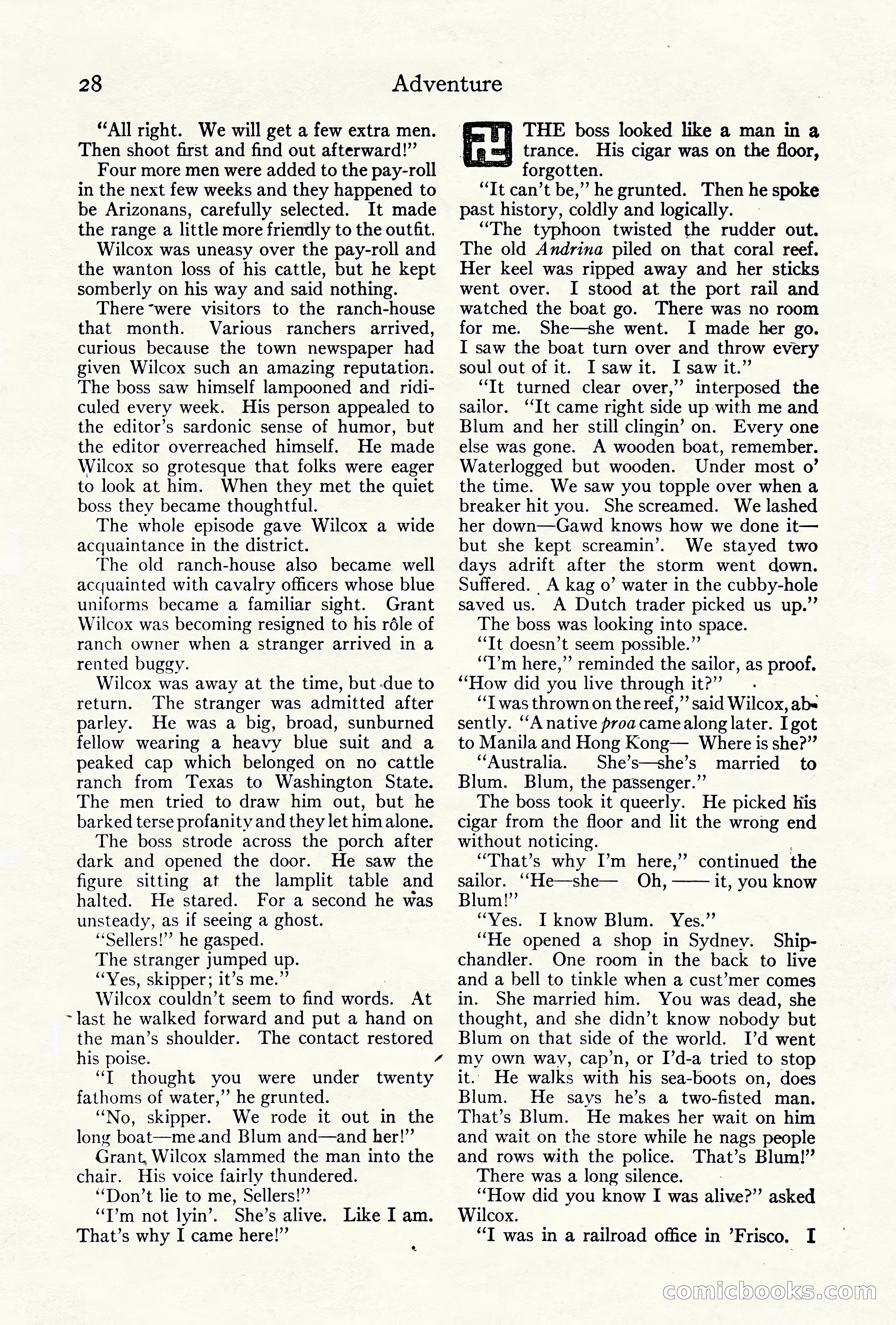 Adventure Magazine Cover, October 10, 1921 — page 38 of 204