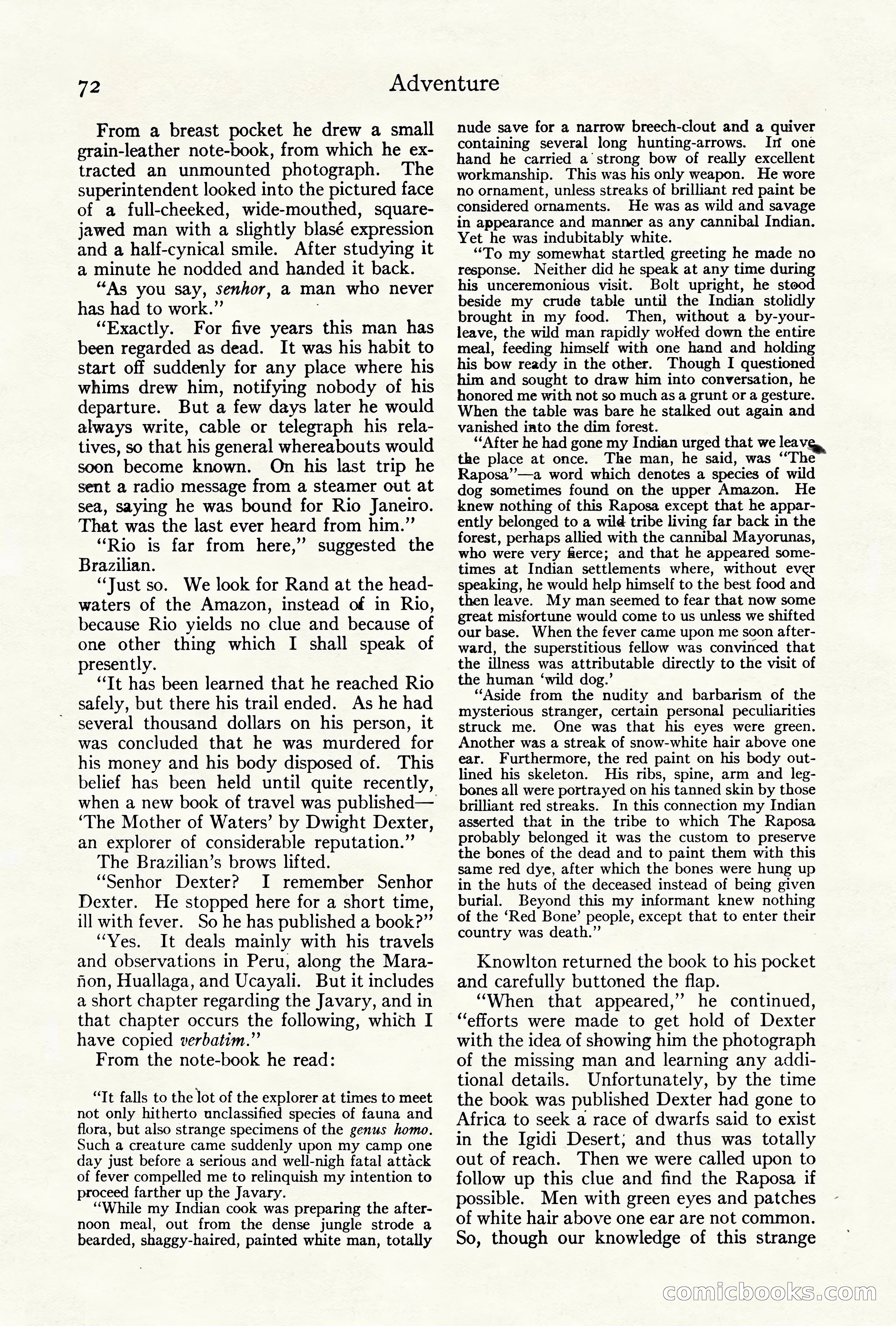 Adventure Magazine Cover, October 10, 1921 — page 82 of 204