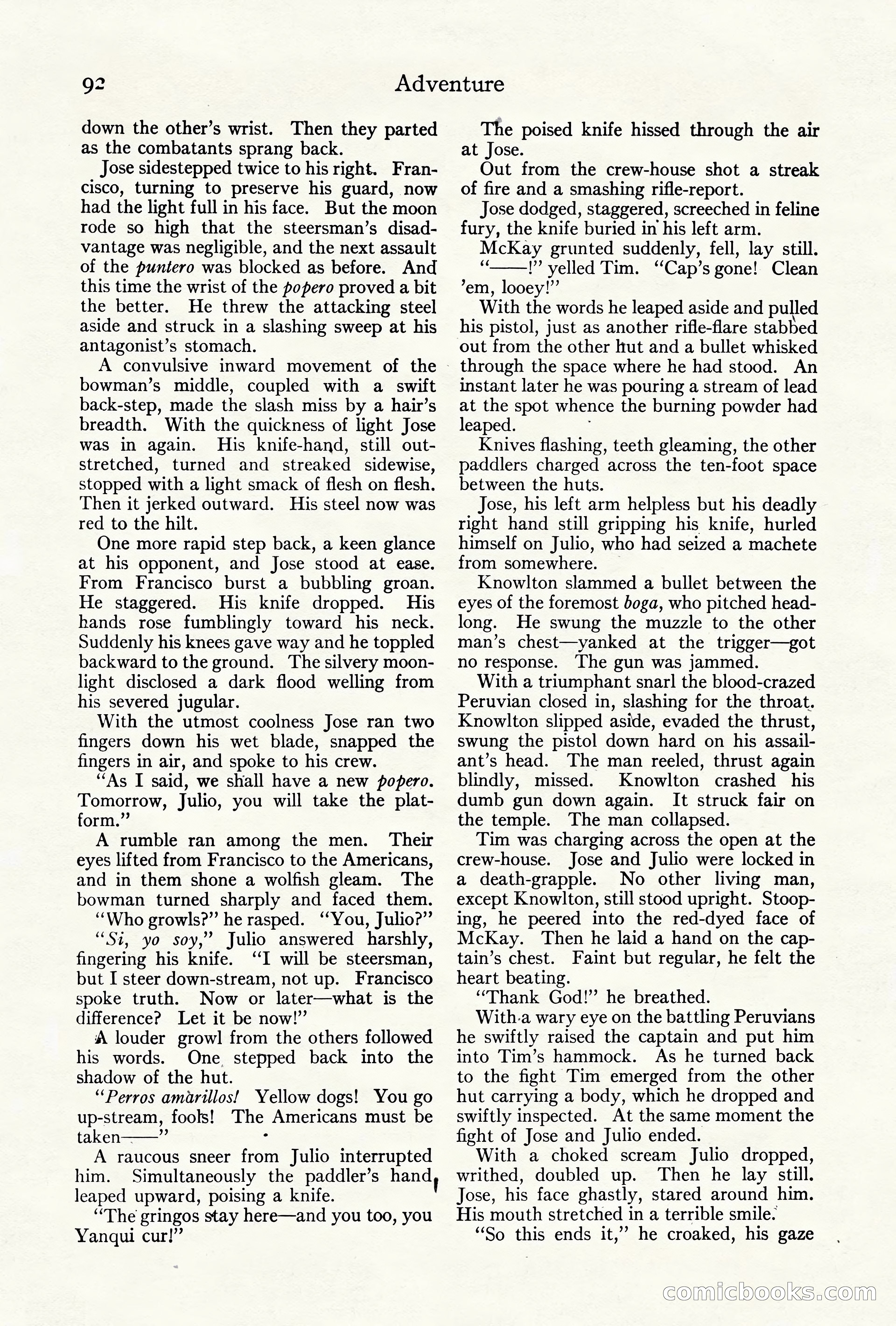 Adventure Magazine Cover, October 10, 1921 — page 102 of 204
