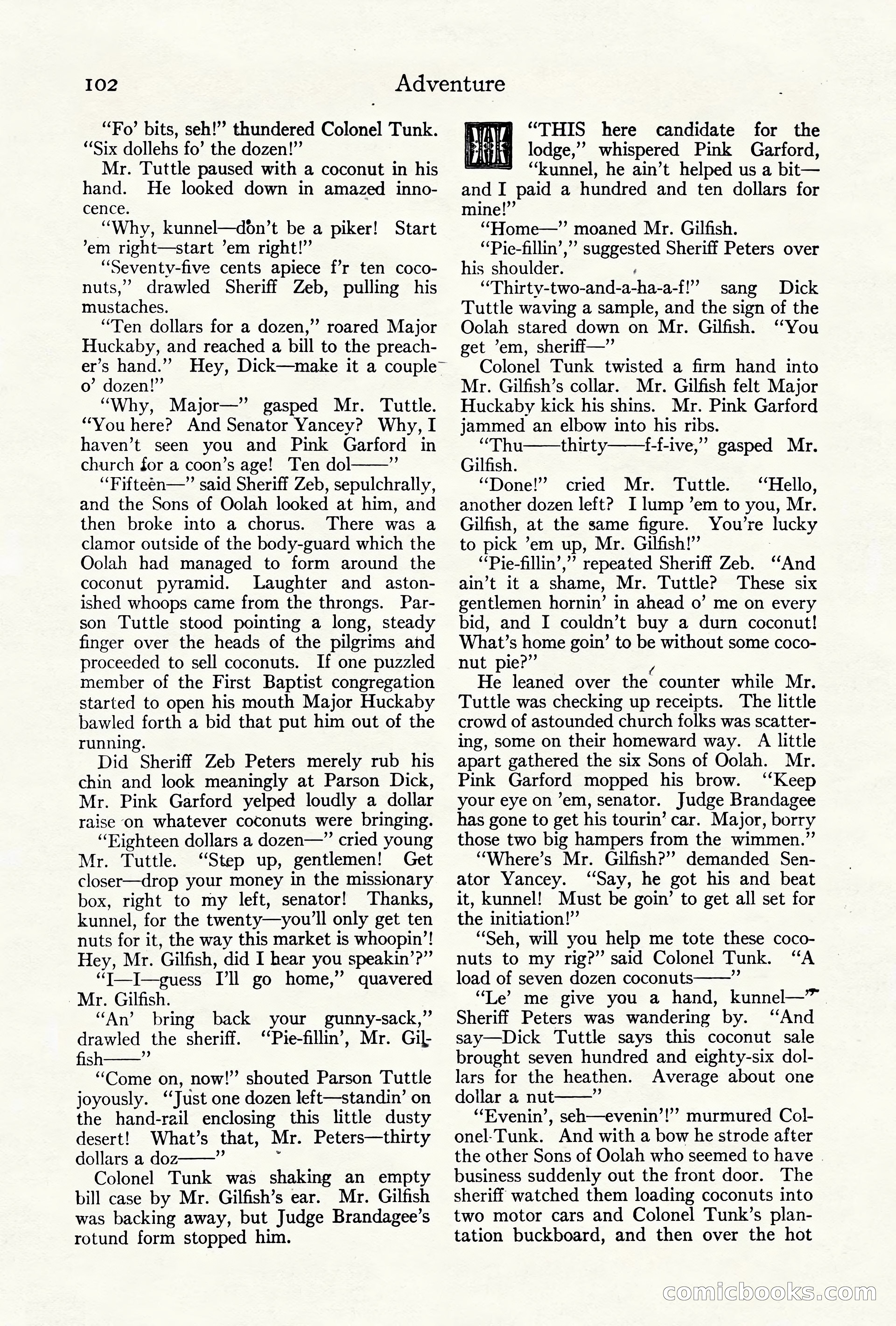 Adventure Magazine Cover, October 10, 1921 — page 112 of 204
