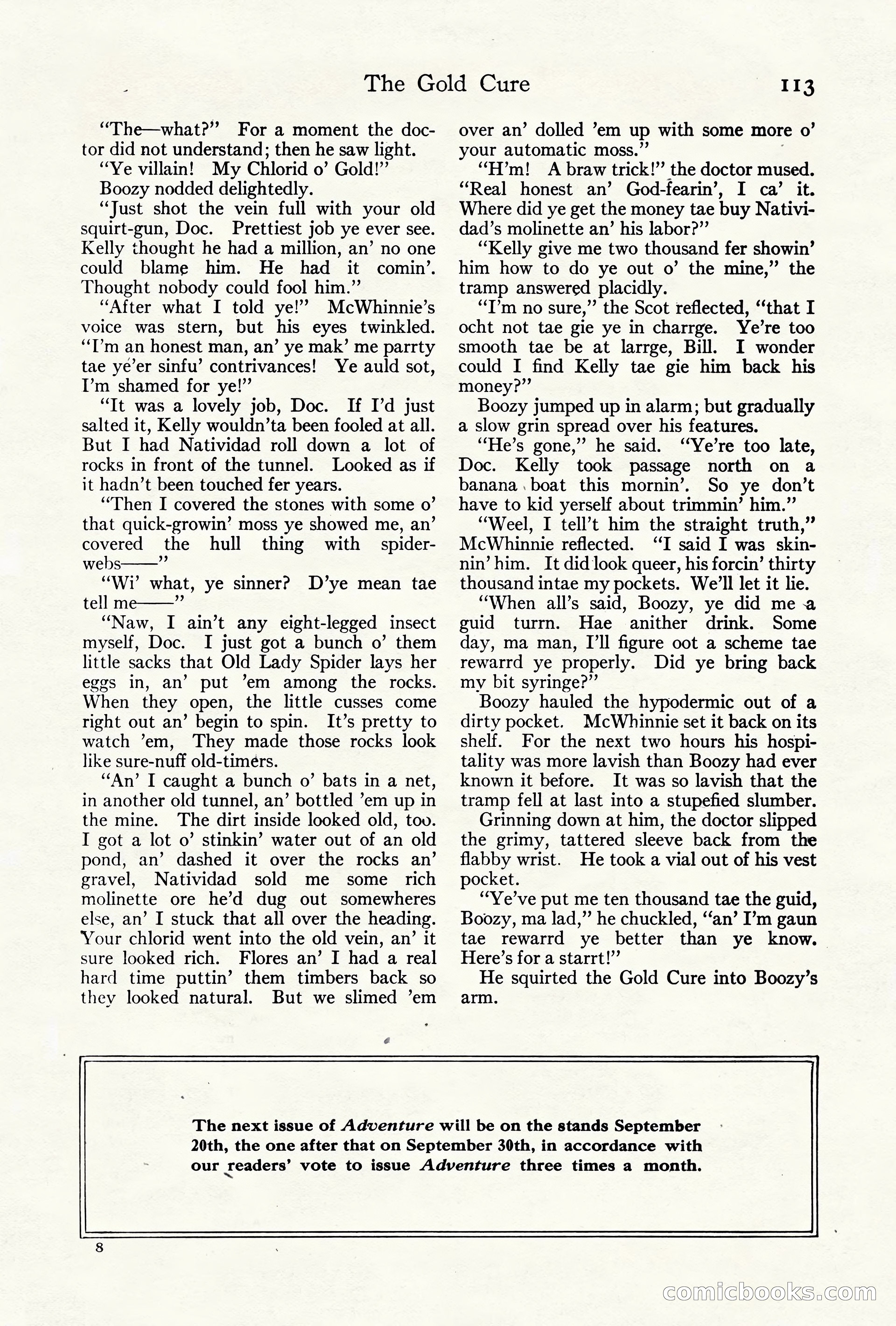 Adventure Magazine Cover, October 10, 1921 — page 123 of 204