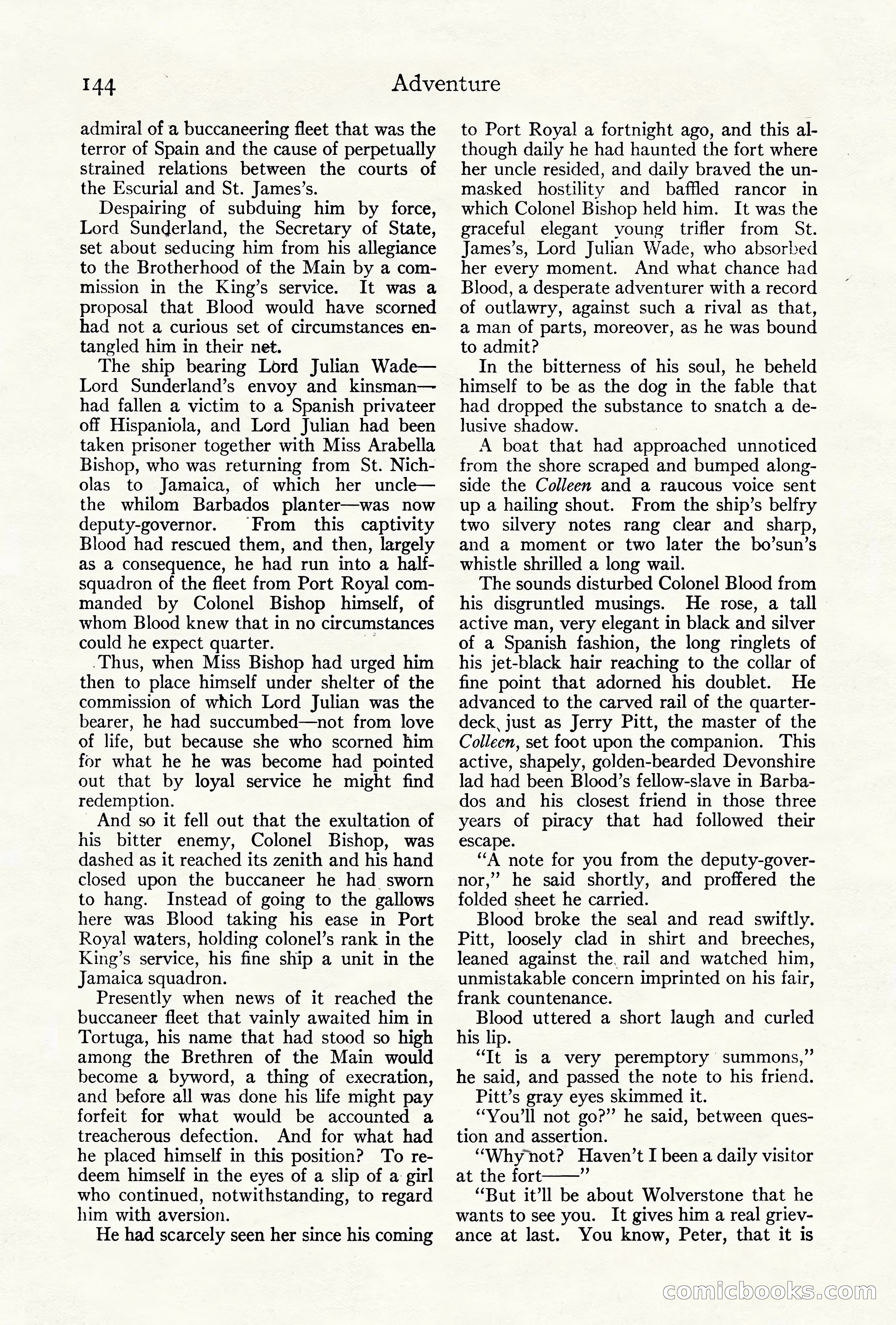 Adventure Magazine Cover, October 10, 1921 — page 154 of 204