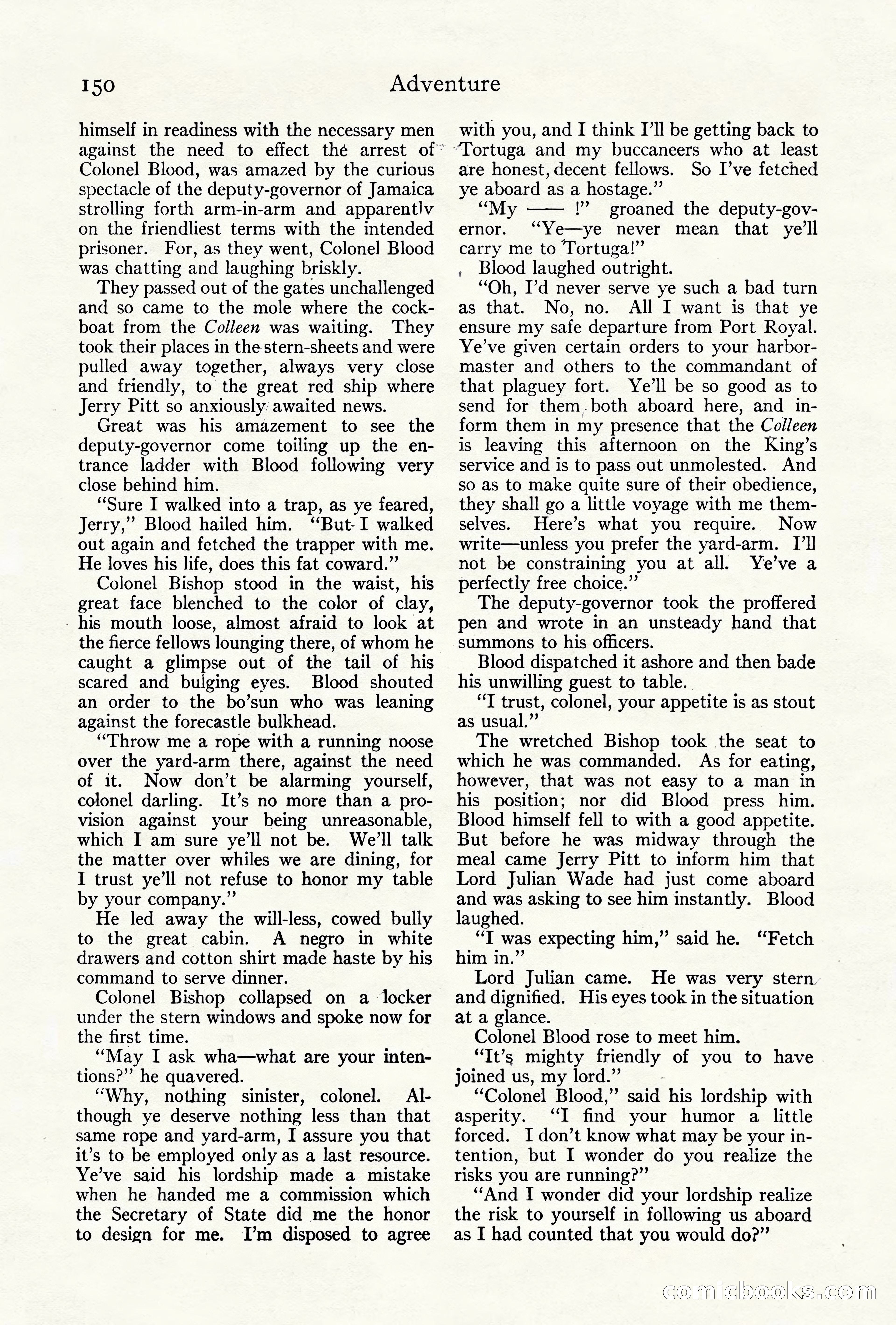 Adventure Magazine Cover, October 10, 1921 — page 160 of 204