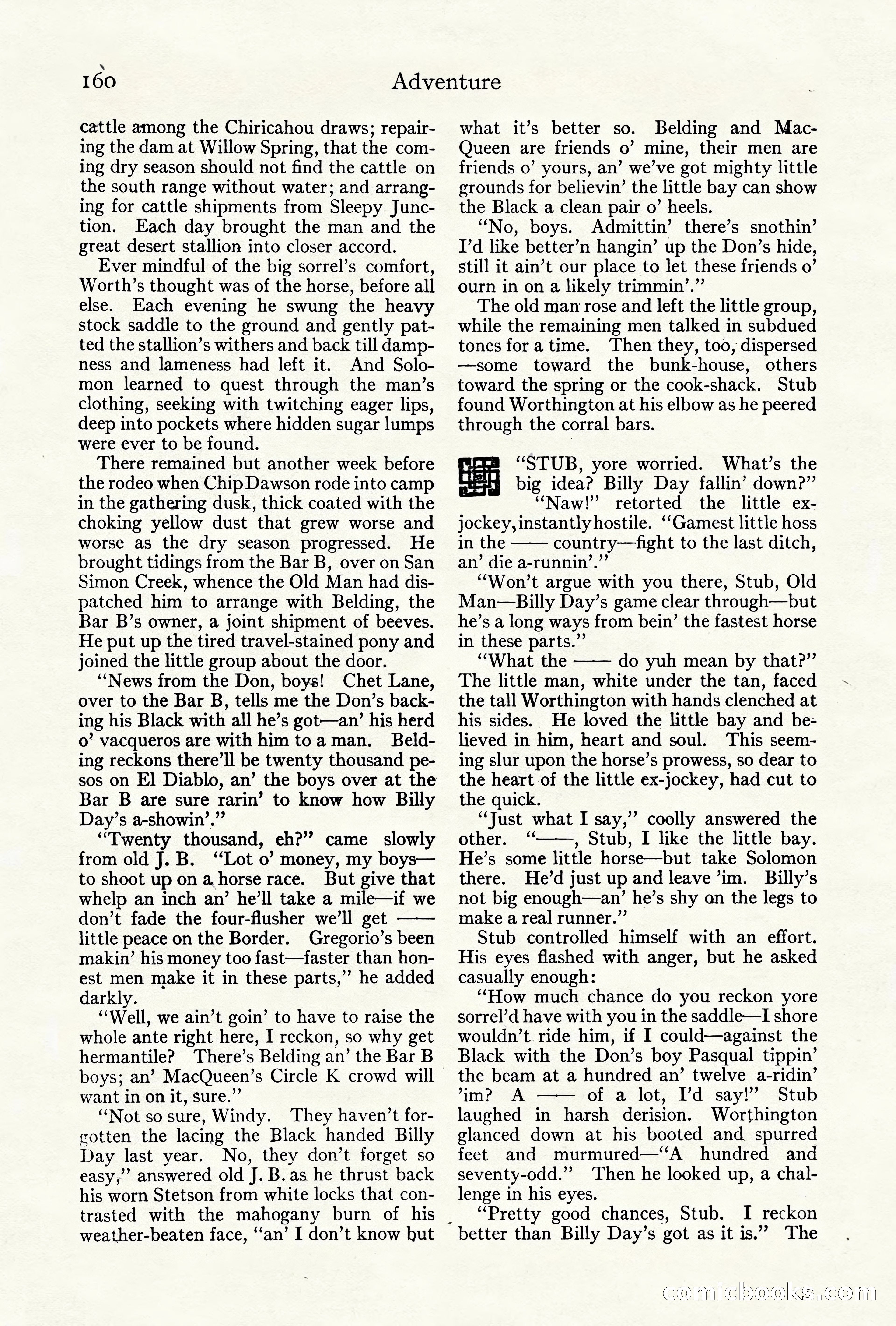 Adventure Magazine Cover, October 10, 1921 — page 170 of 204