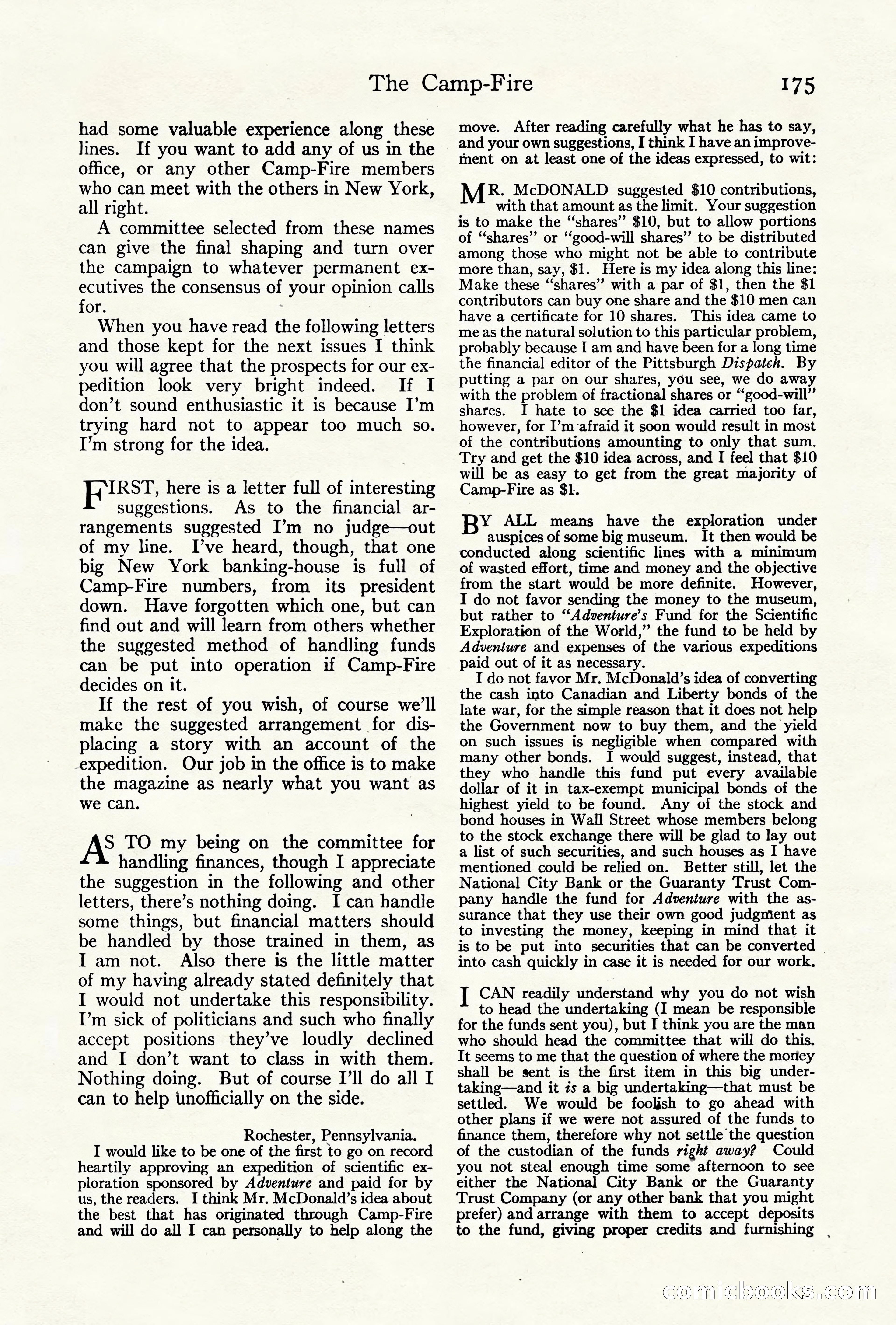 Adventure Magazine Cover, October 10, 1921 — page 185 of 204