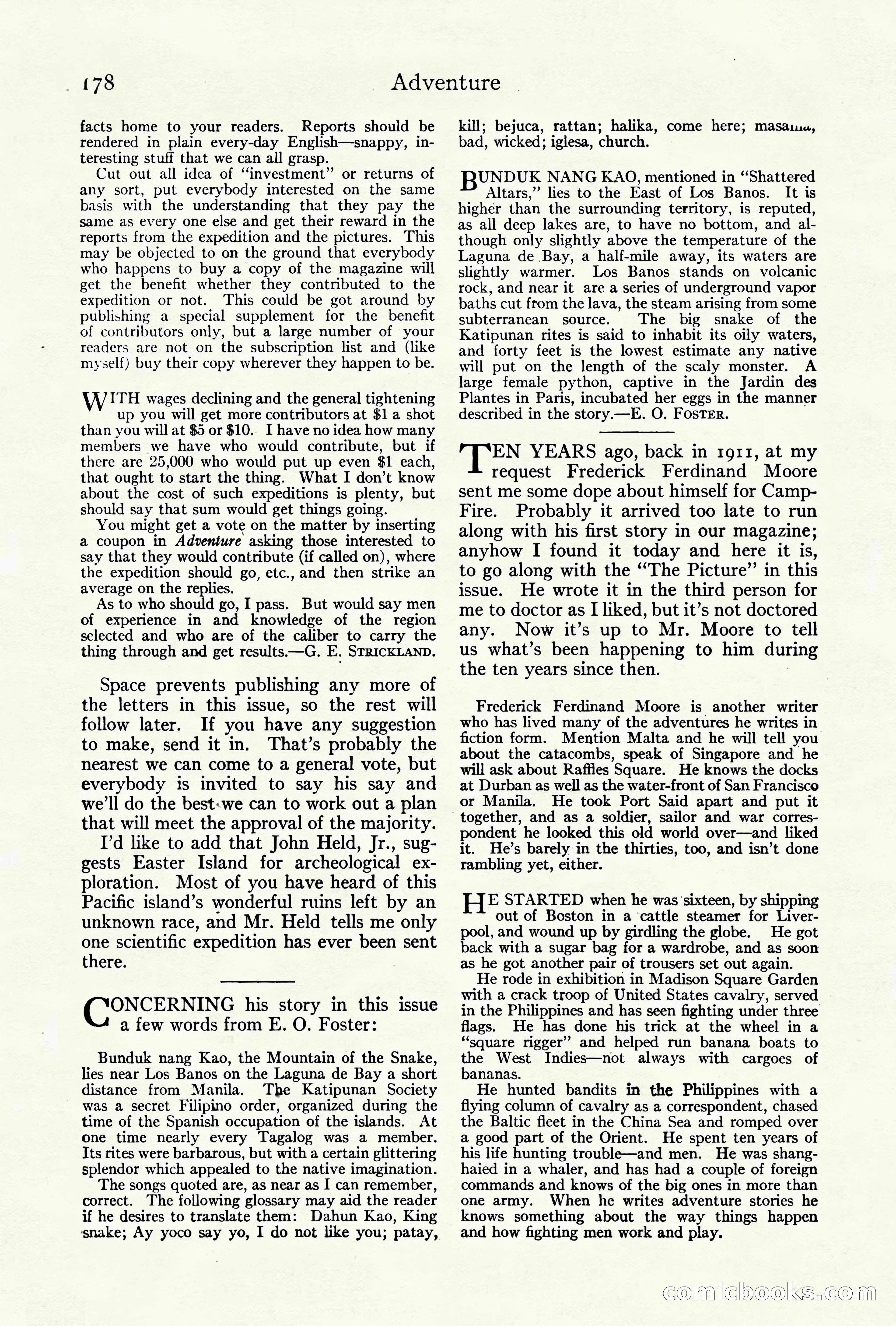 Adventure Magazine Cover, October 10, 1921 — page 188 of 204