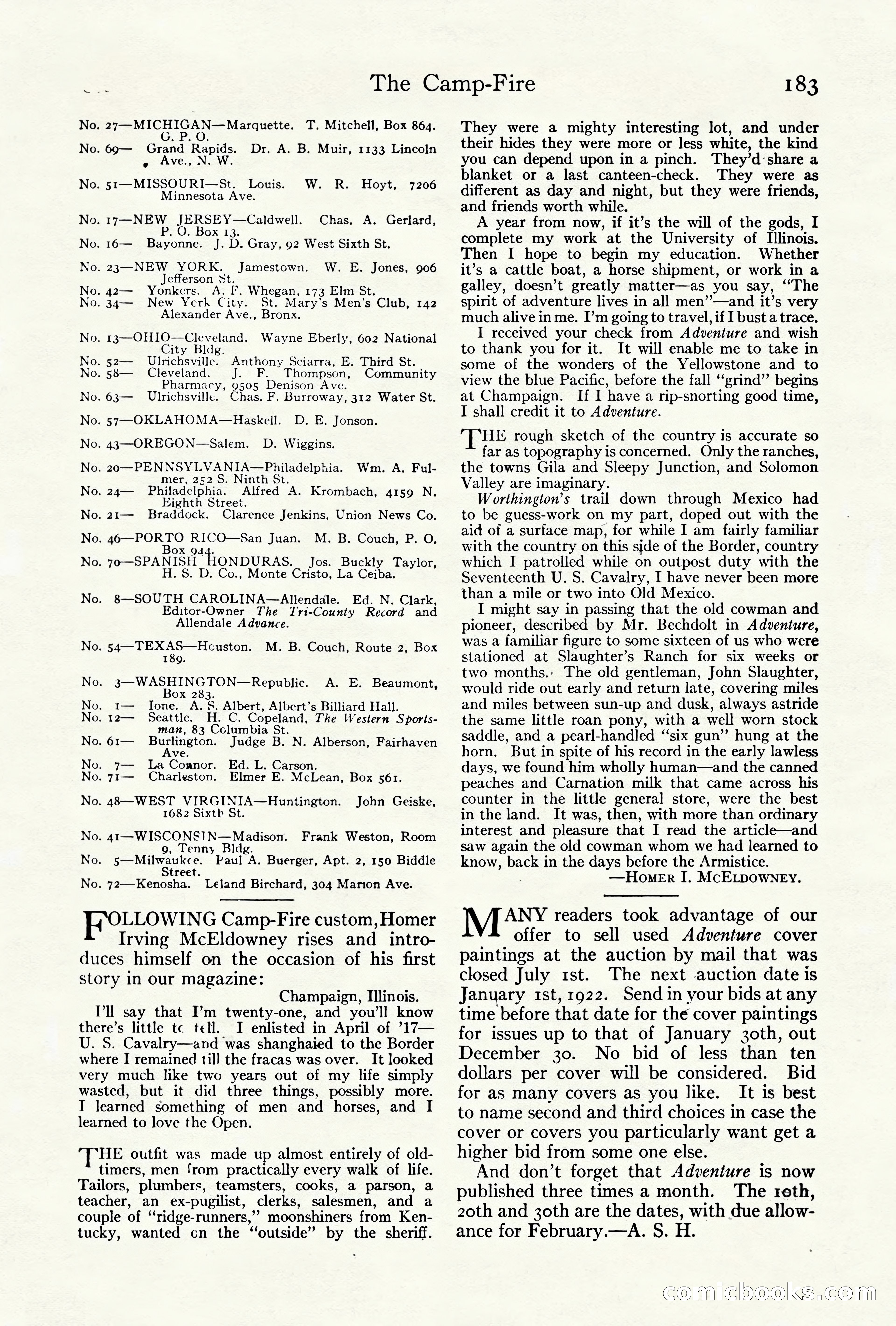Adventure Magazine Cover, October 10, 1921 — page 193 of 204