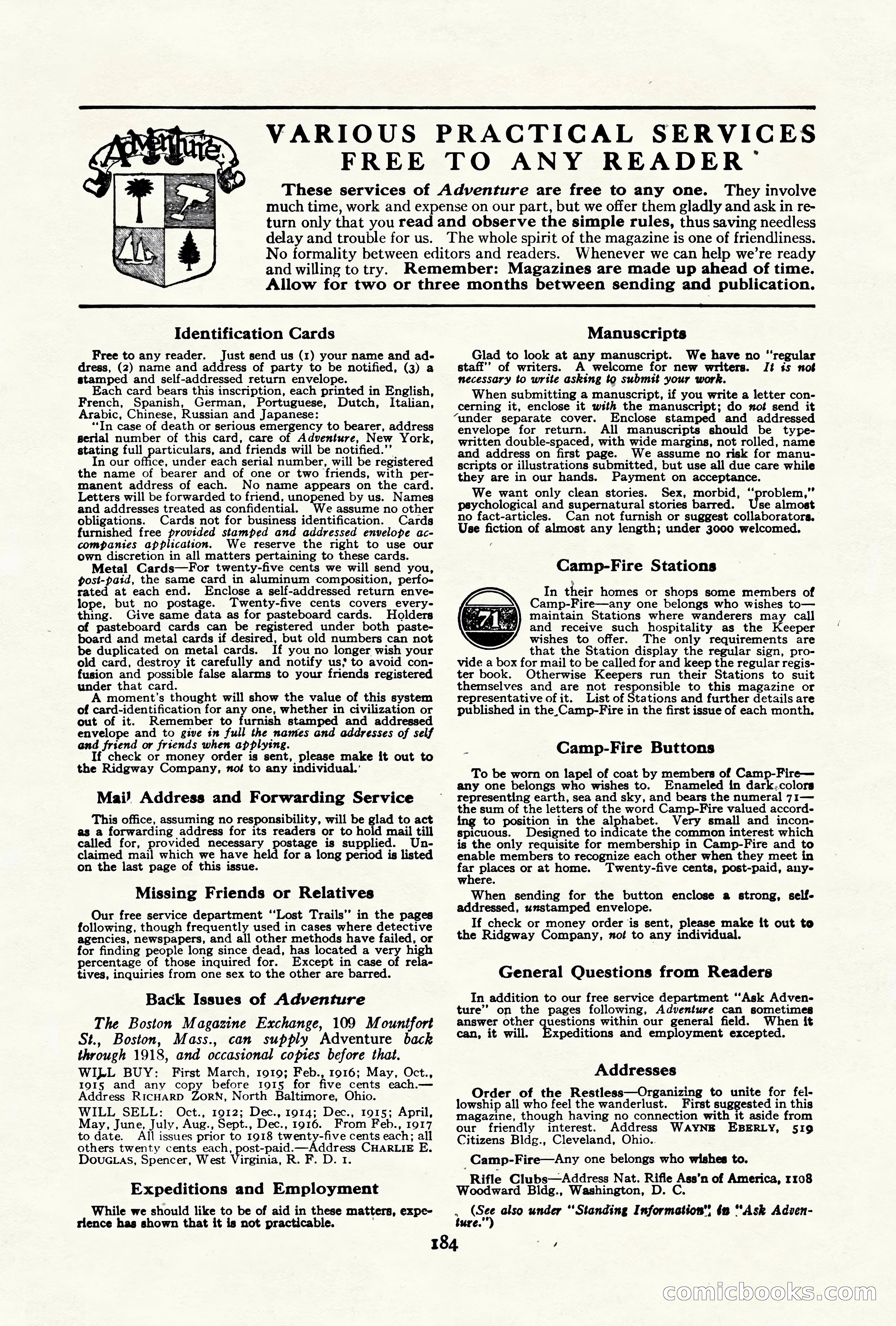 Adventure Magazine Cover, October 10, 1921 — page 194 of 204