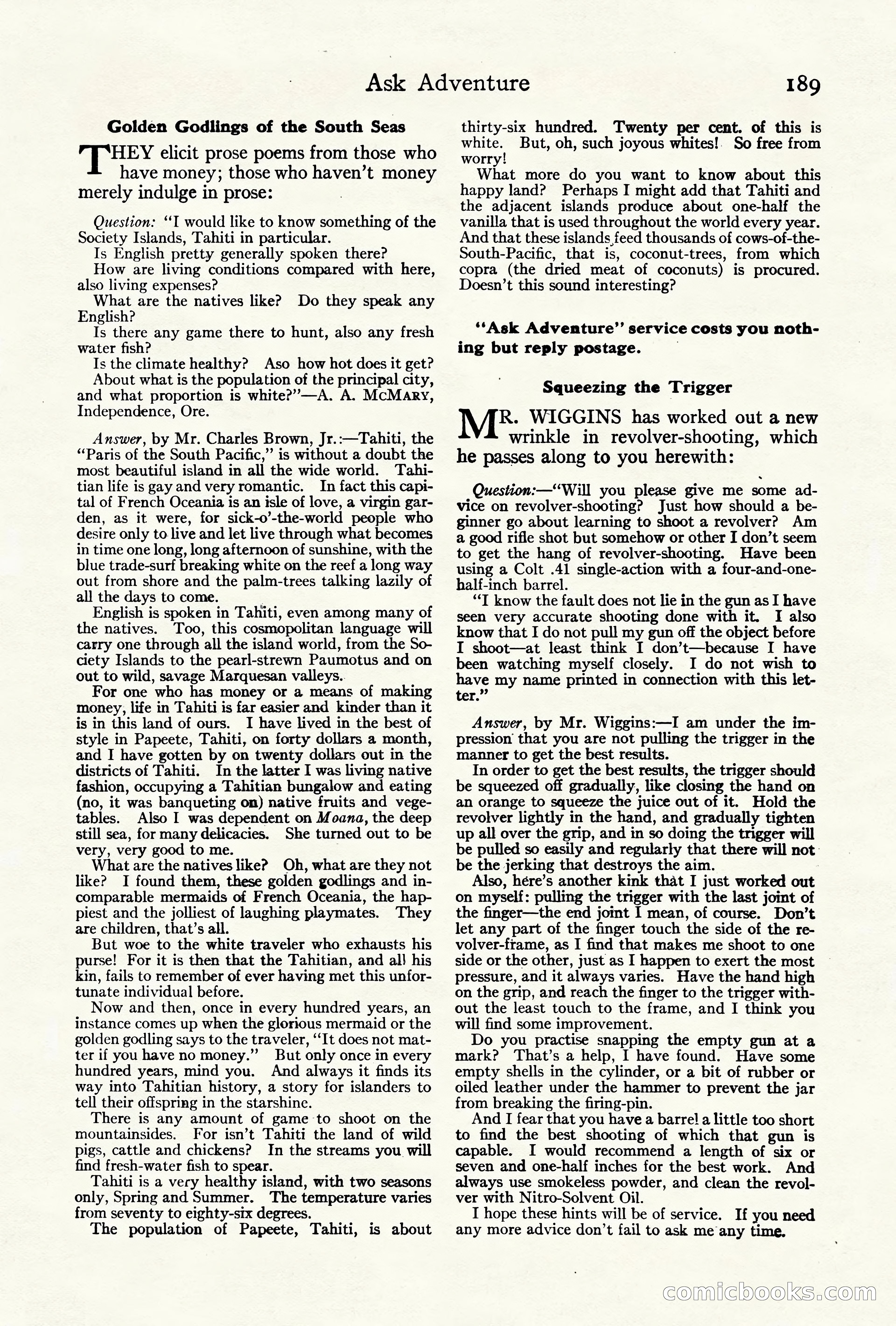 Adventure Magazine Cover, October 10, 1921 — page 199 of 204
