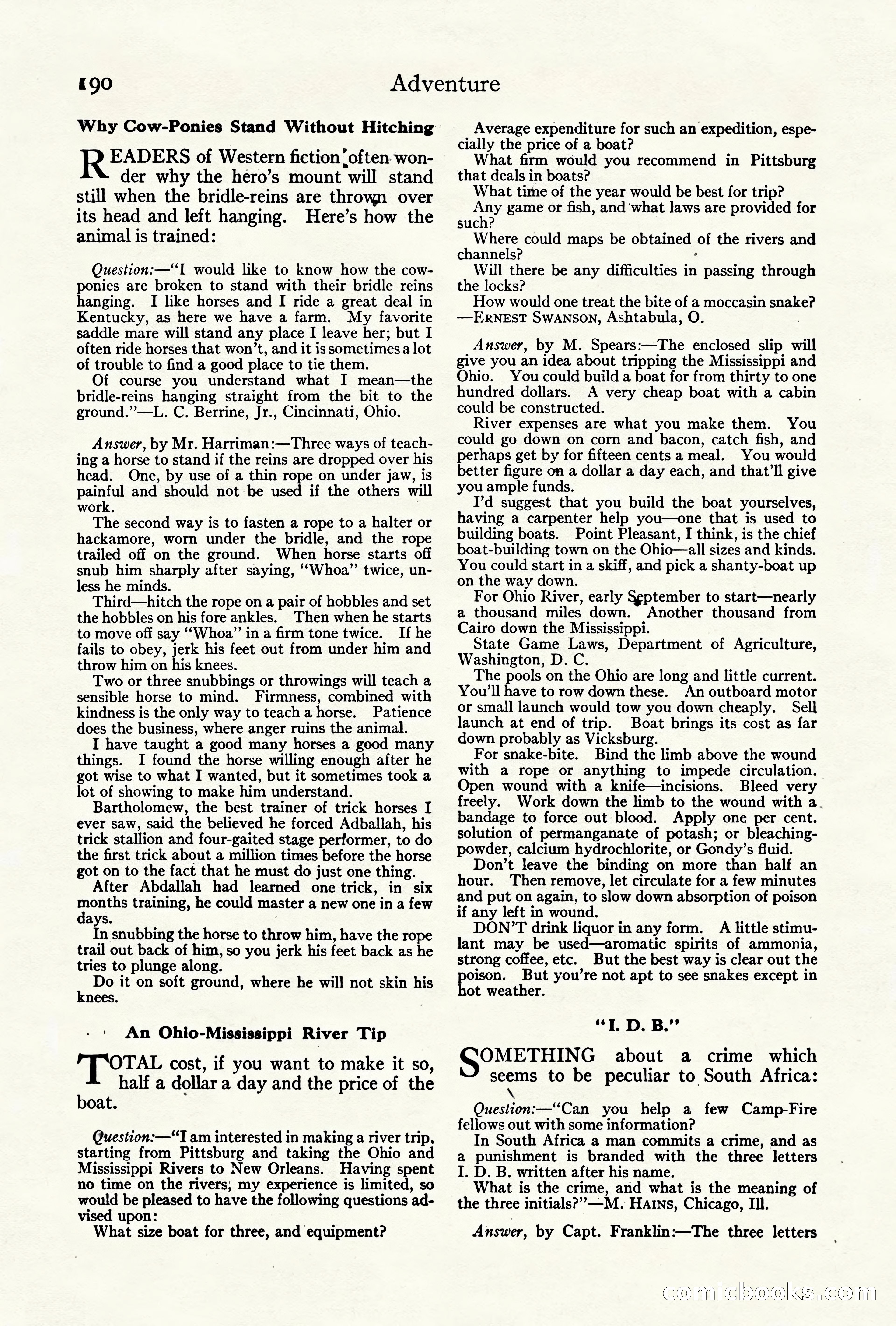Adventure Magazine Cover, October 10, 1921 — page 200 of 204