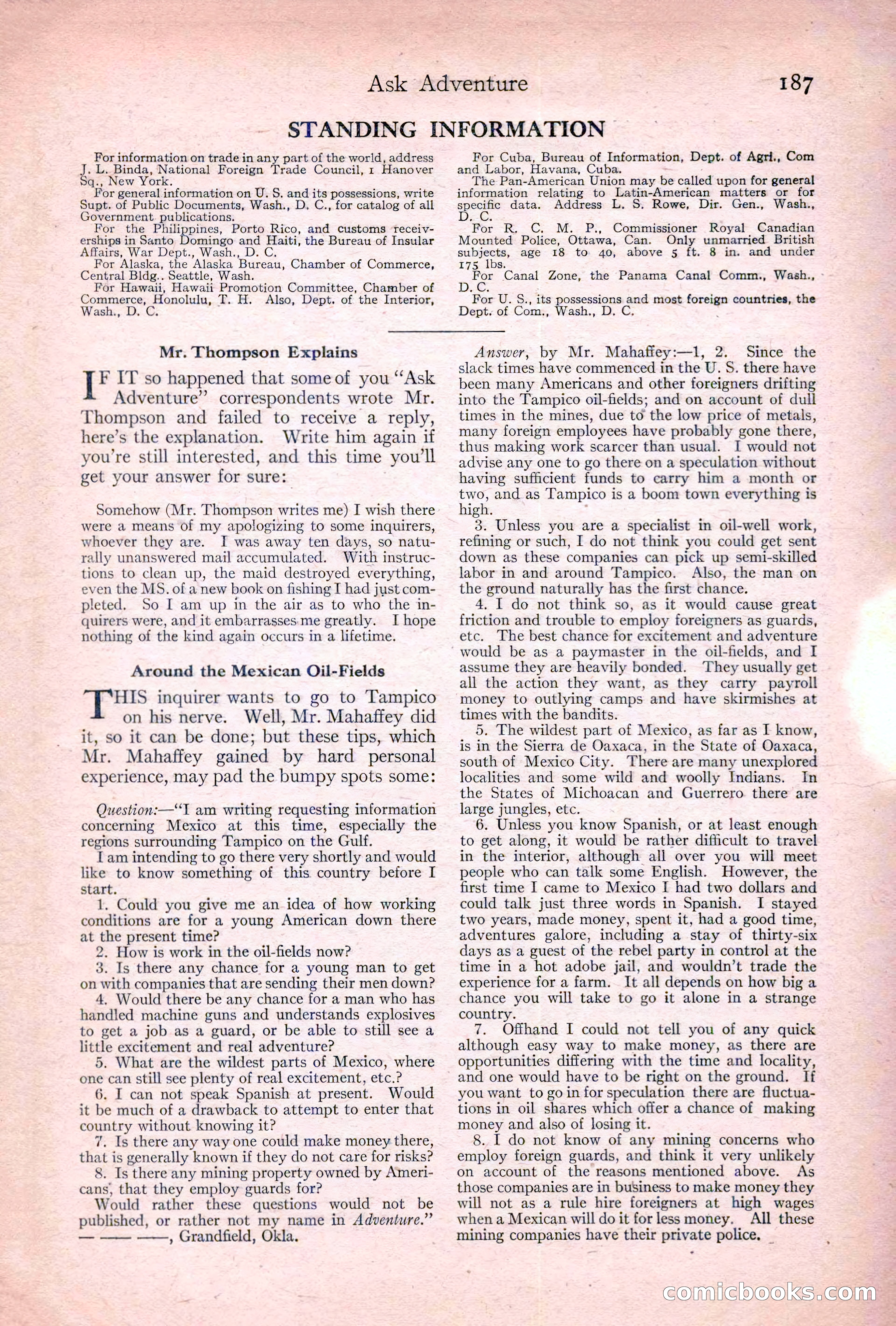 Adventure, January 20, 1922 — page 189 of 196