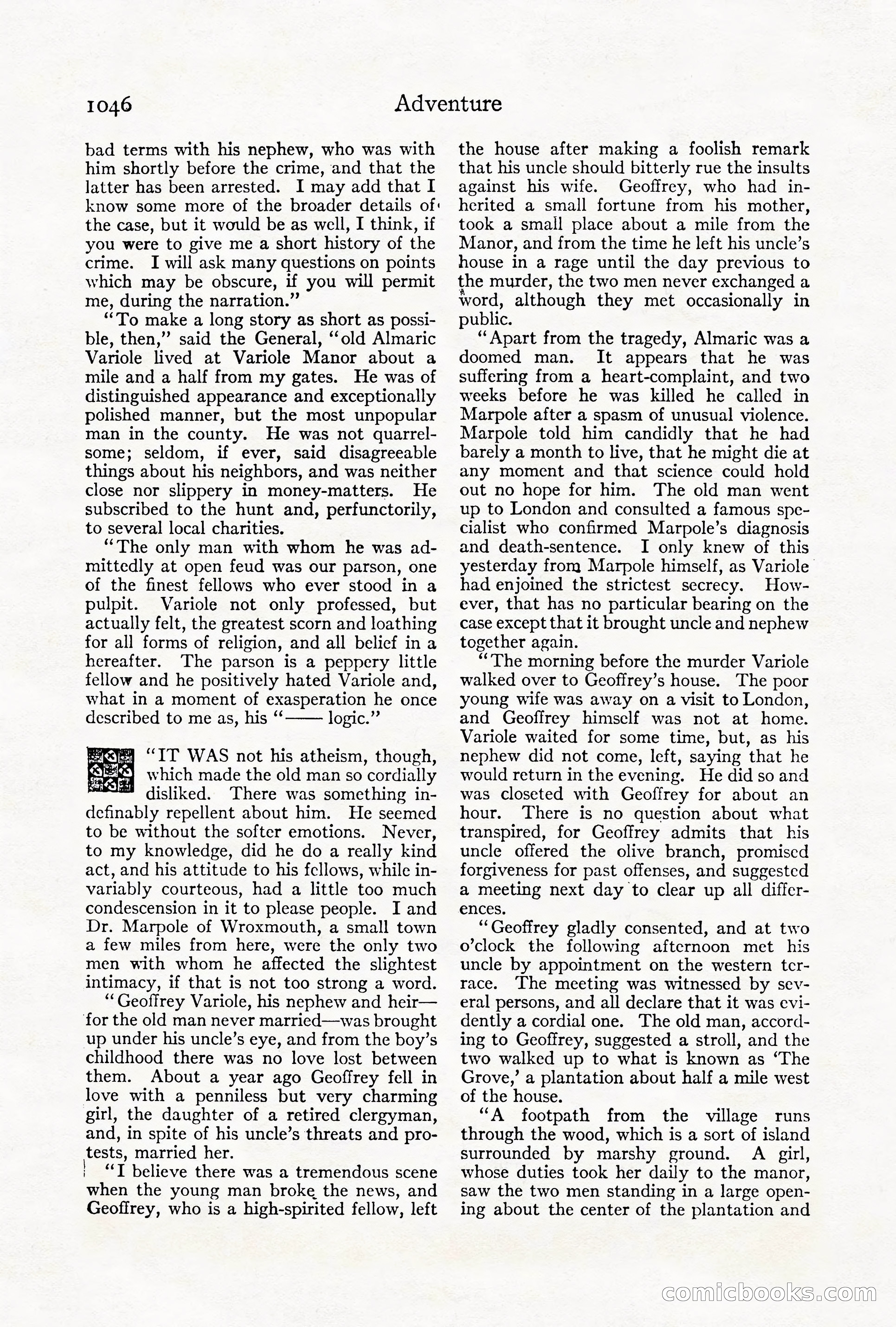Adventure Magazine Cover, October 1911 — page 100 of 196