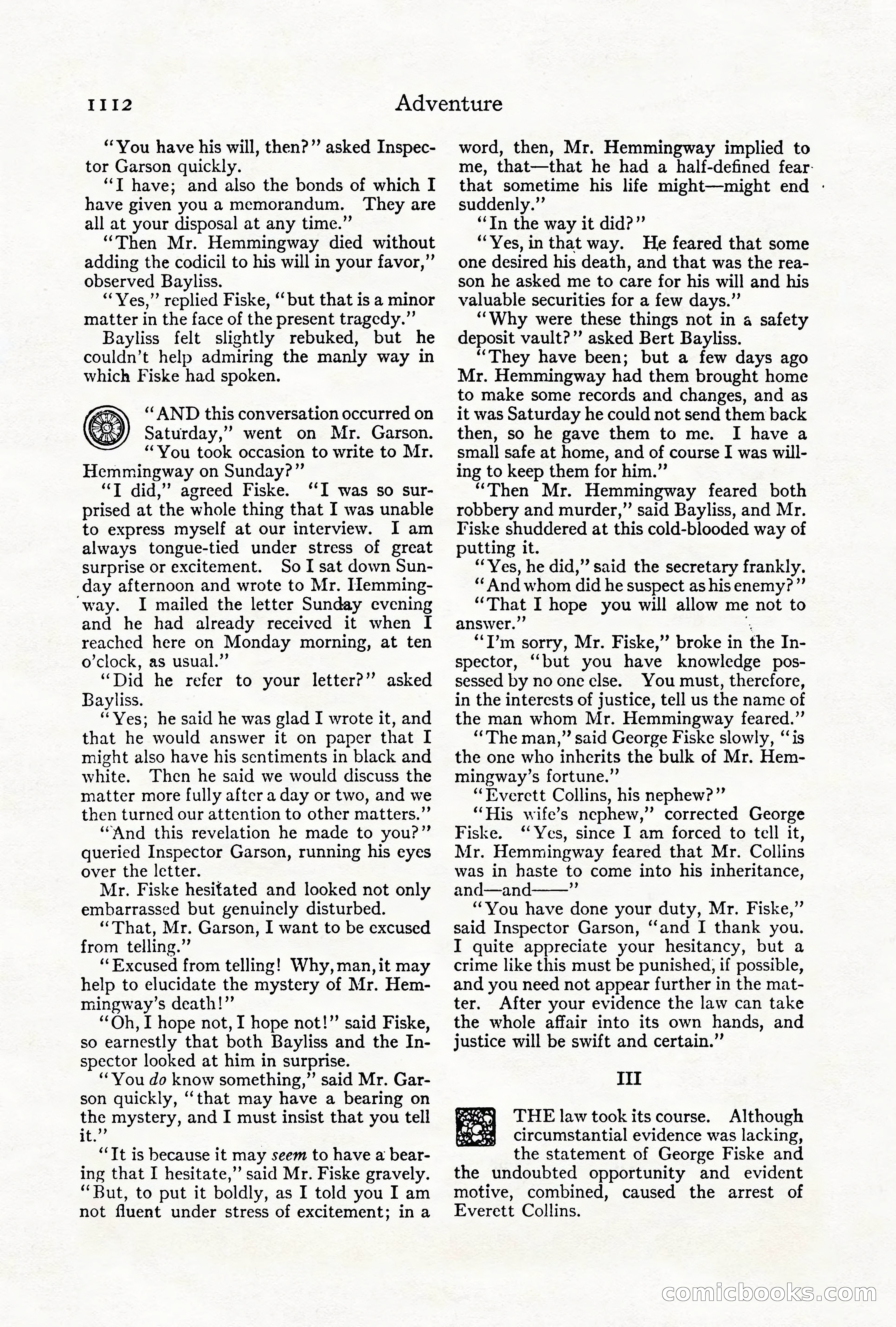 Adventure Magazine Cover, October 1911 — page 166 of 196