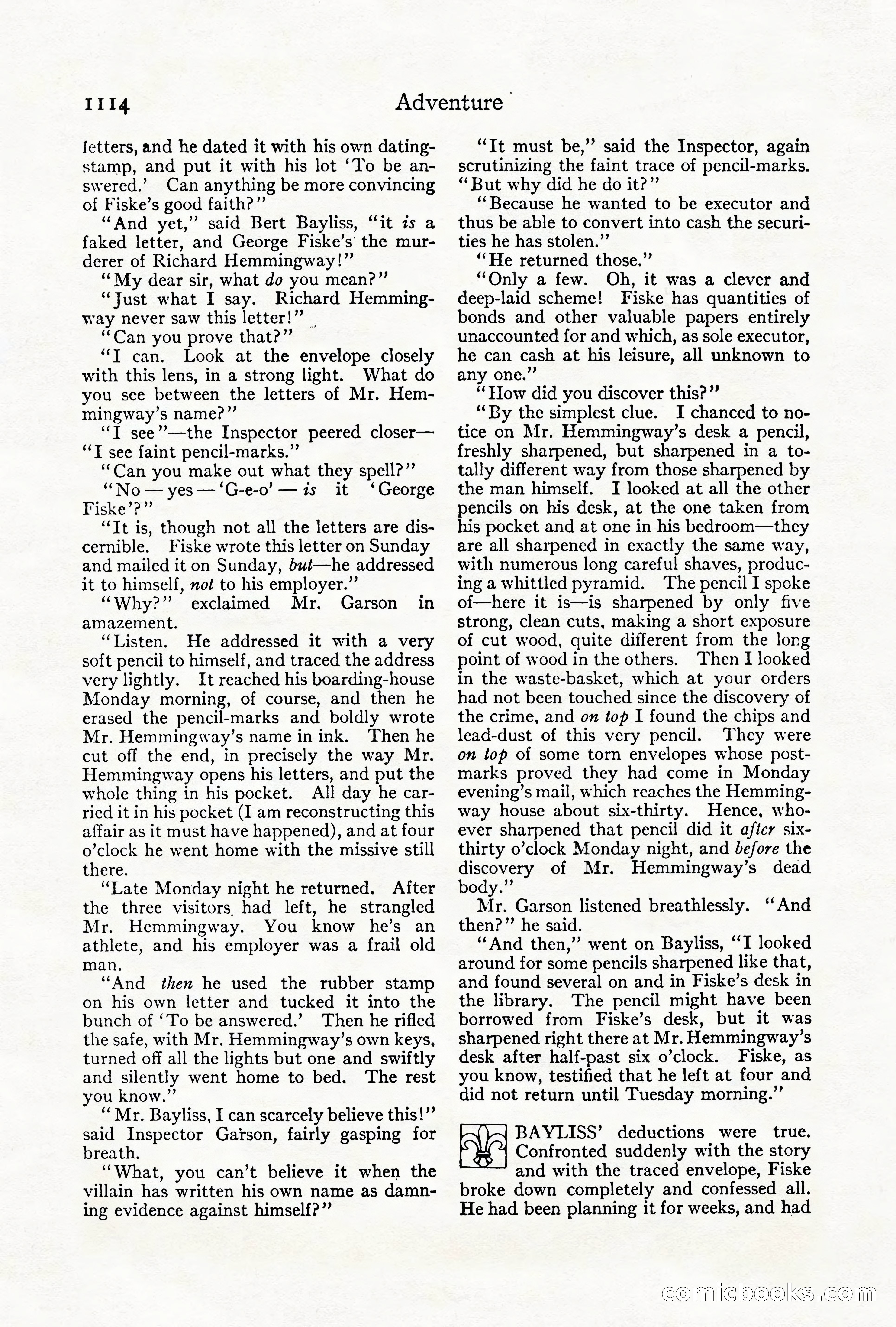 Adventure Magazine Cover, October 1911 — page 168 of 196