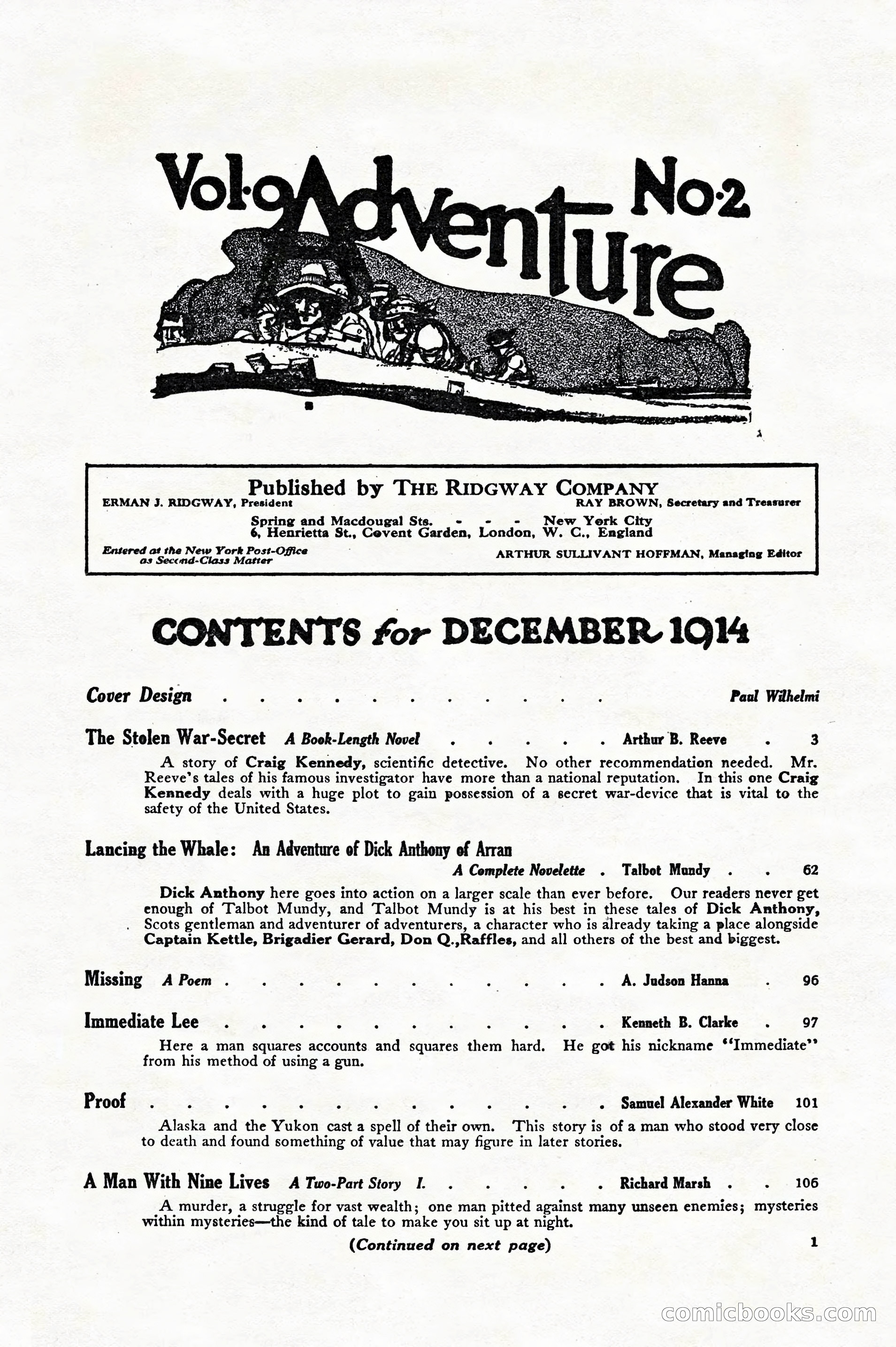 Adventure, December 1914 — page 3 of 228