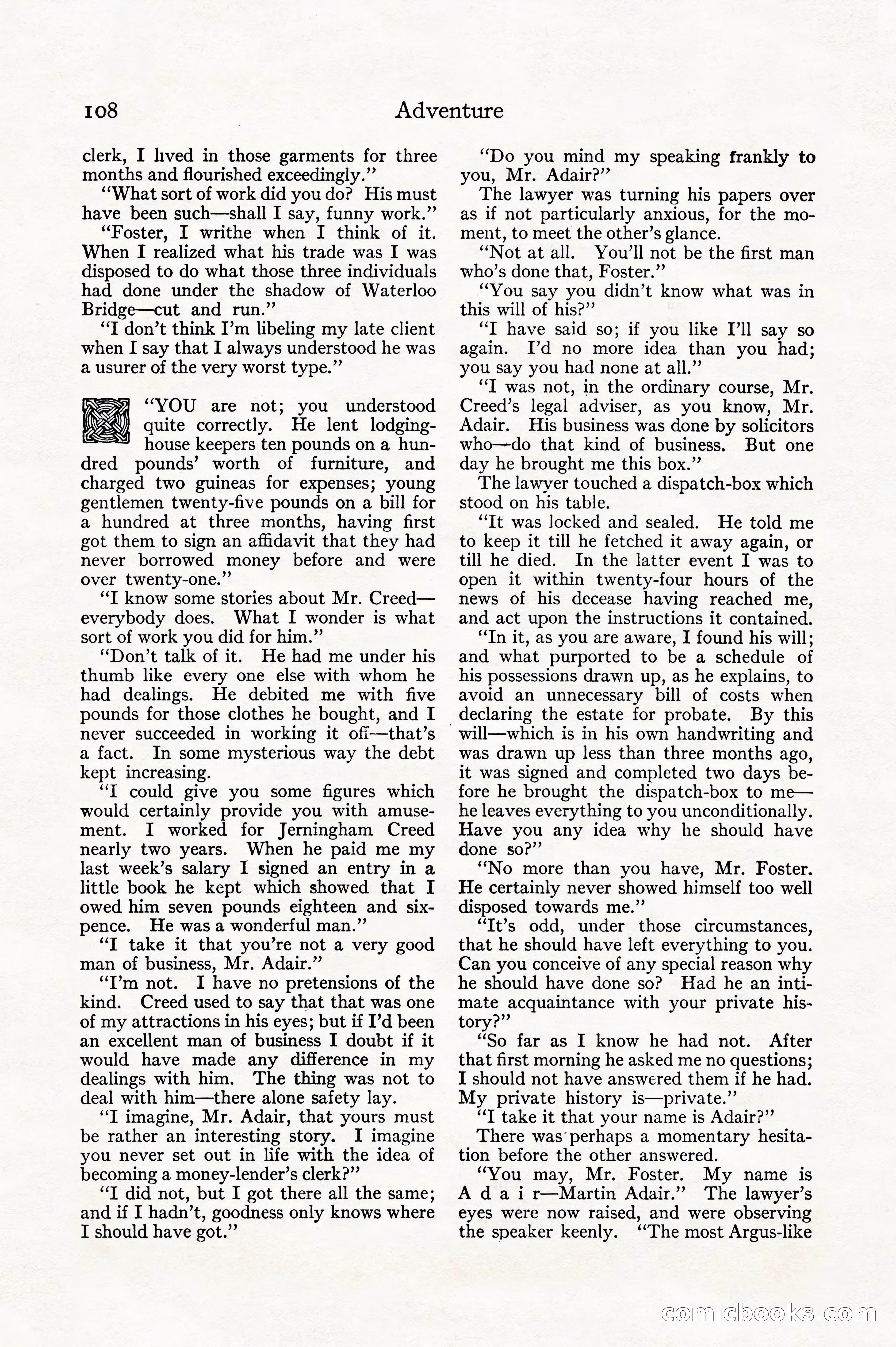 Adventure, December 1914 — page 110 of 228