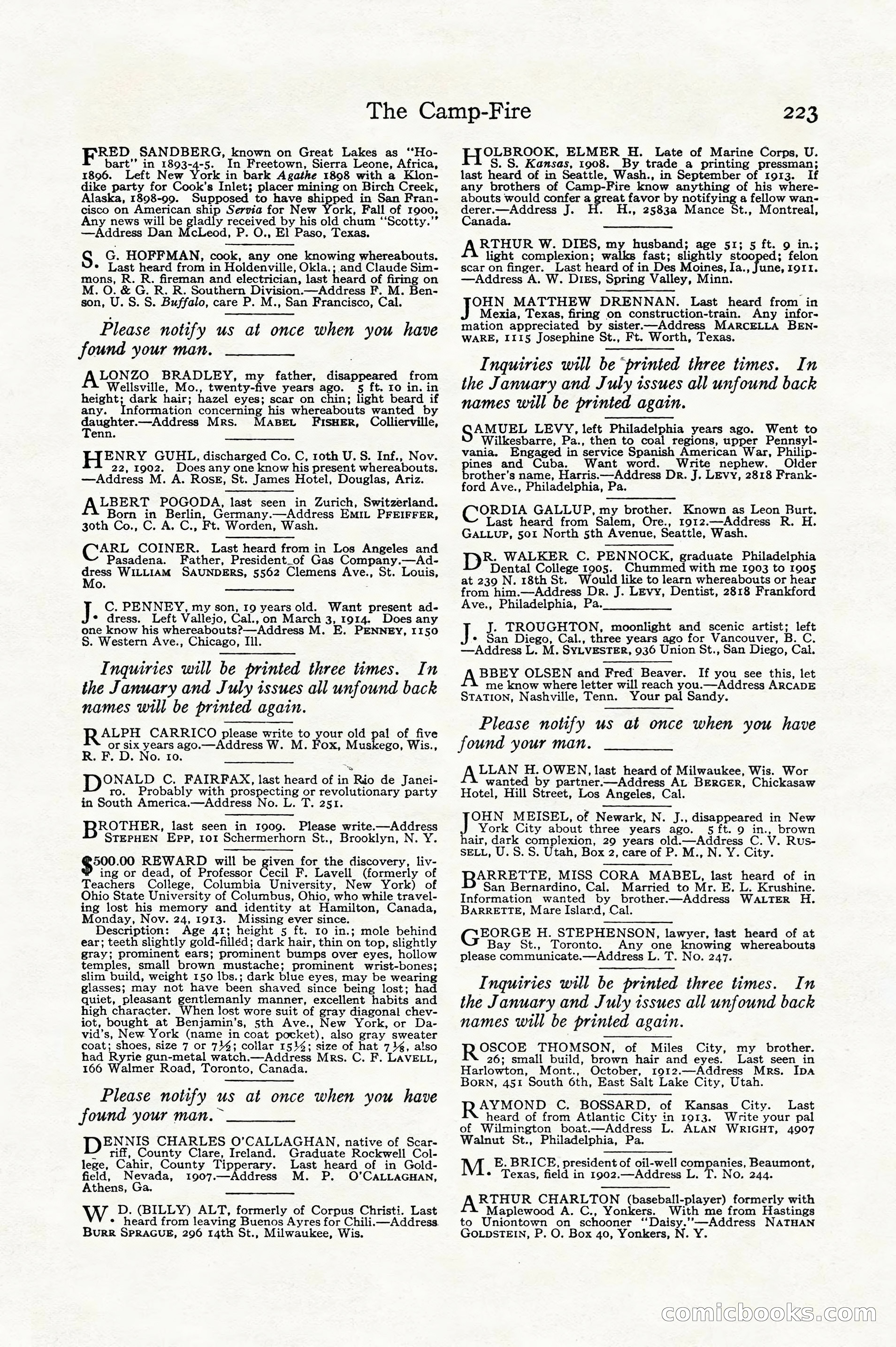 Adventure, December 1914 — page 225 of 228