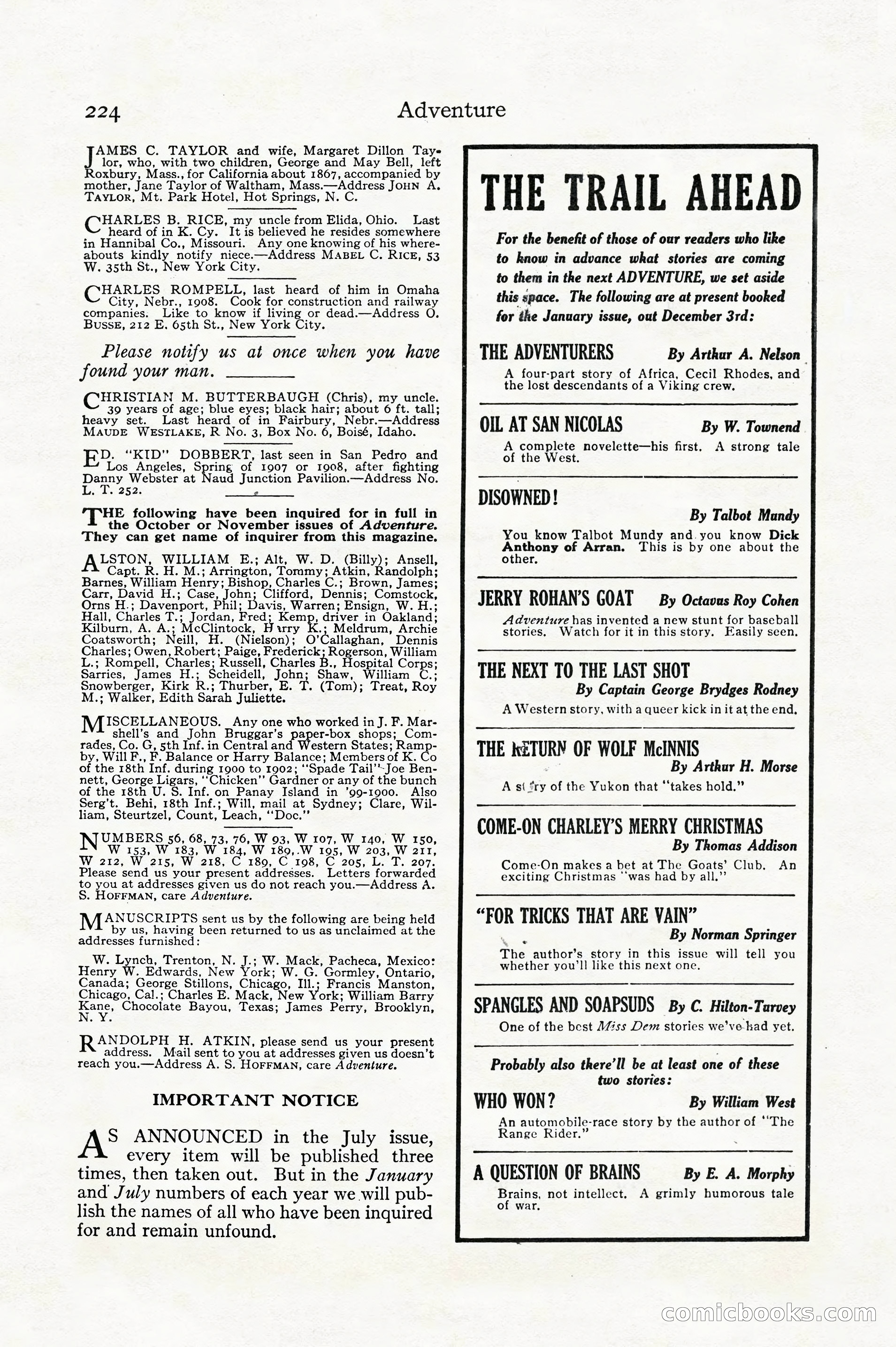 Adventure, December 1914 — page 226 of 228