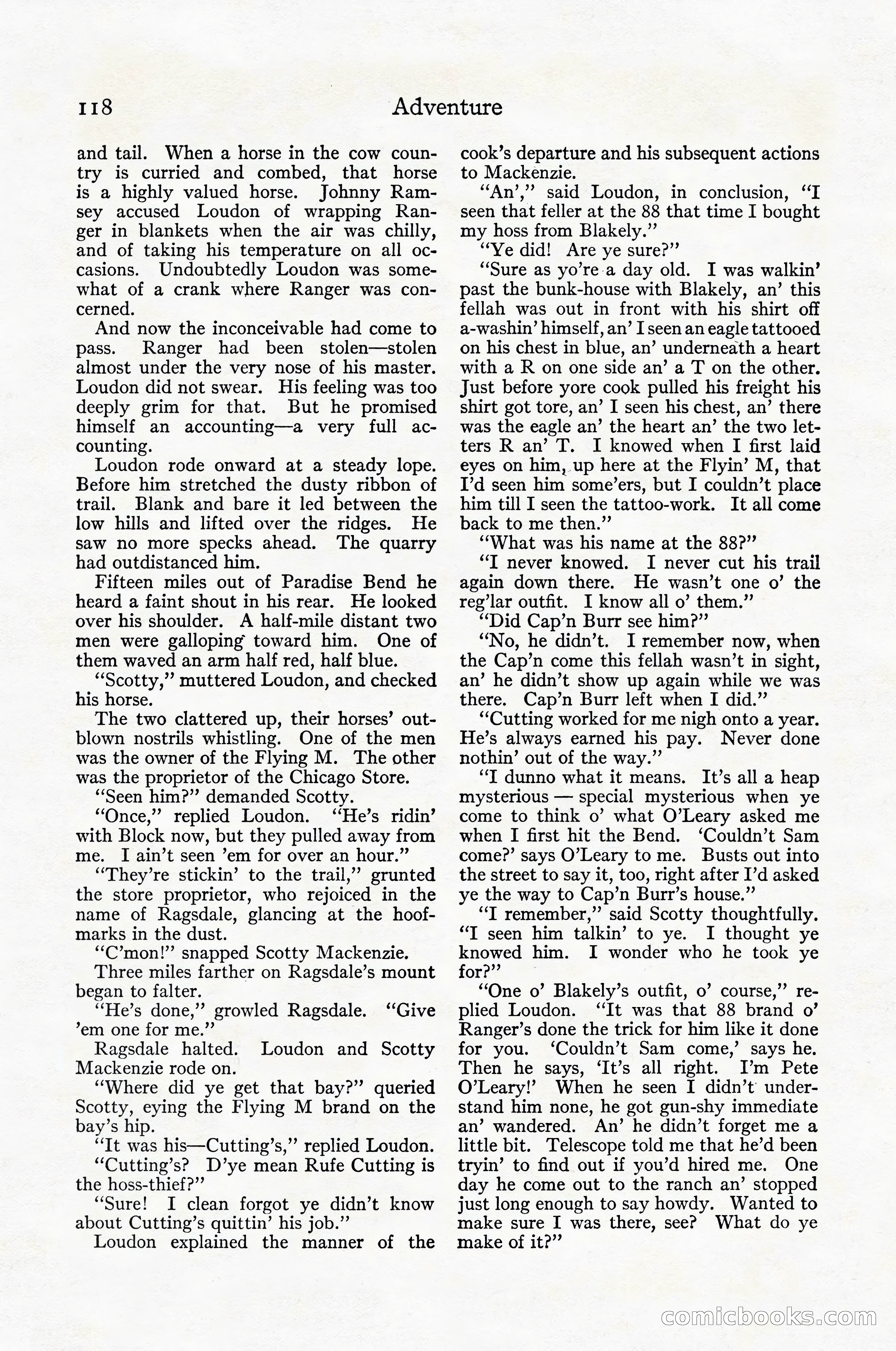 Adventure Magazine Cover, April 1916 — page 120 of 228