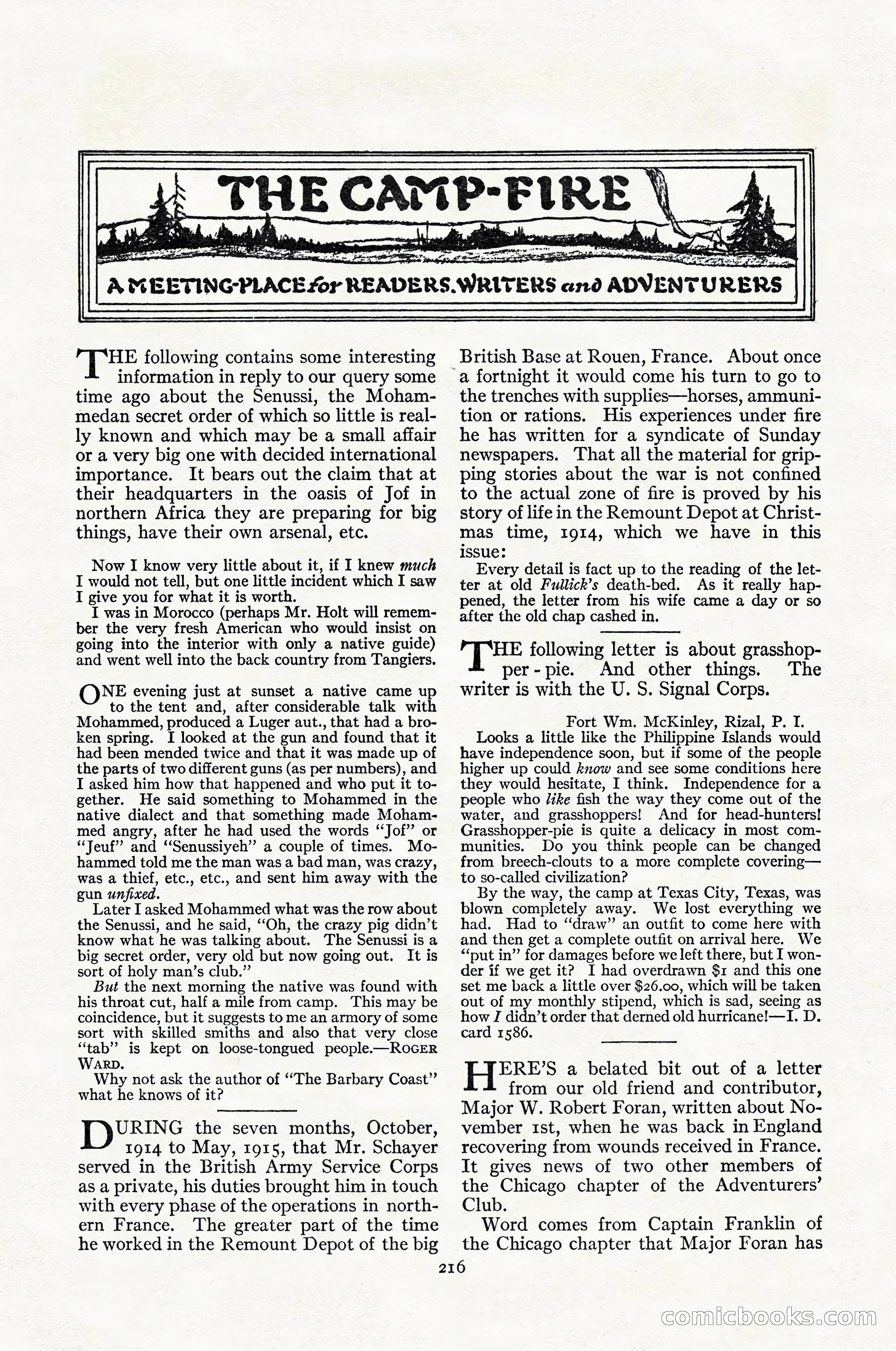Adventure Magazine Cover, April 1916 — page 218 of 228