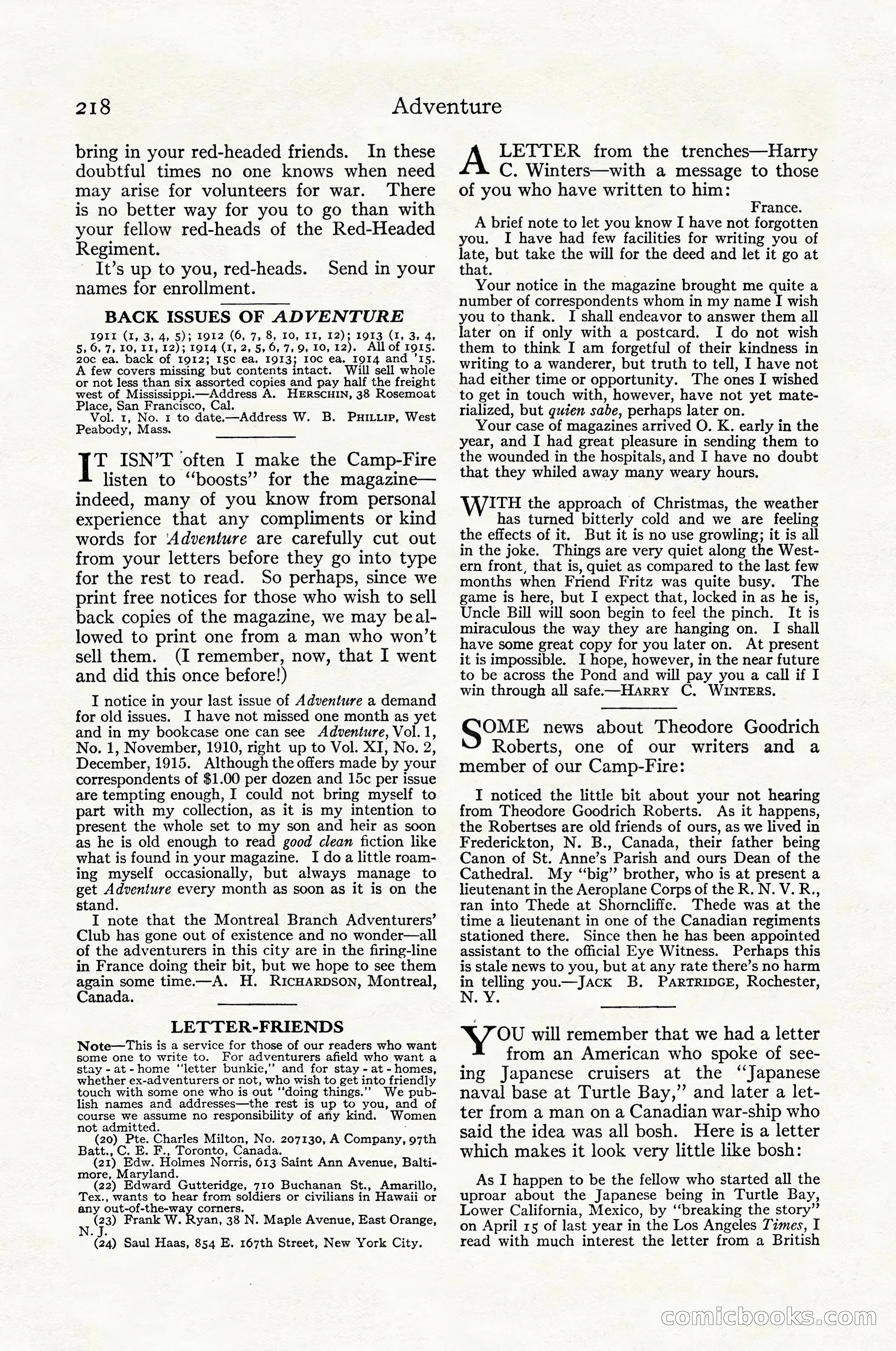Adventure Magazine Cover, April 1916 — page 220 of 228